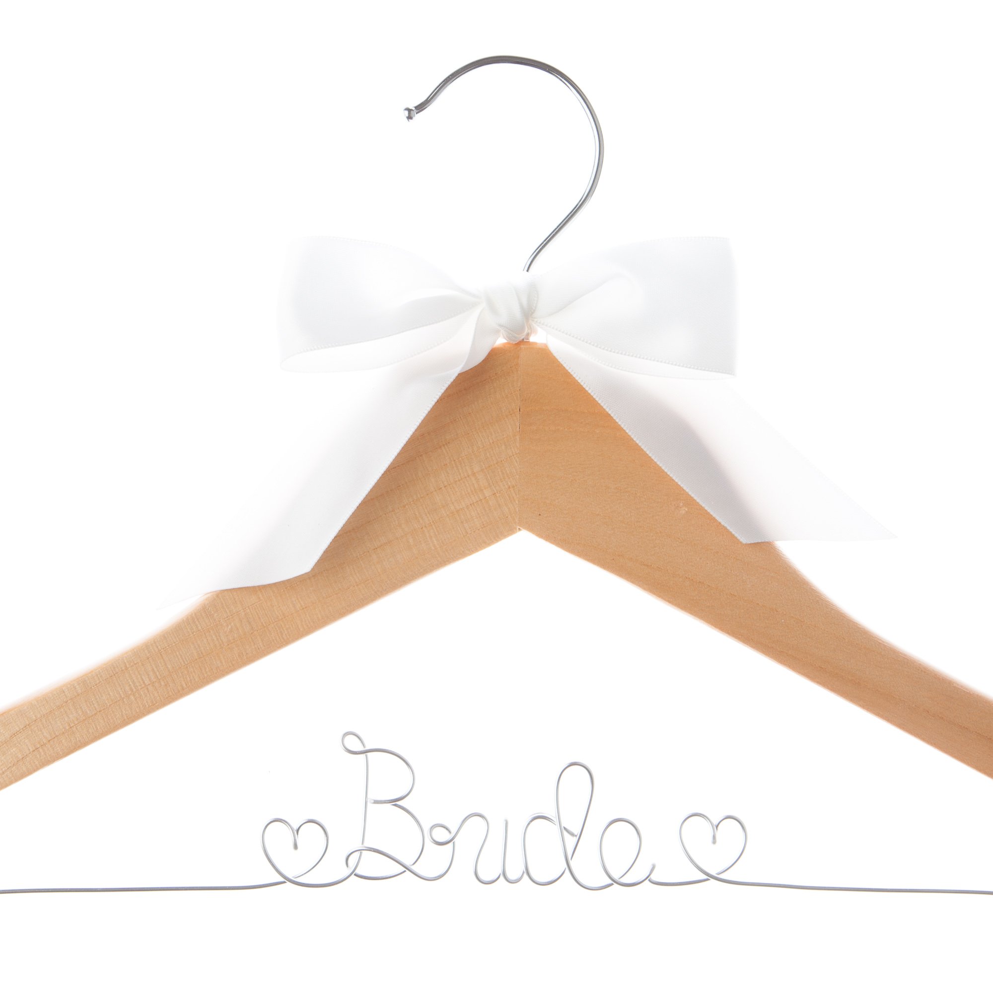 Ella Celebration Bride Wedding Dress Hanger - Natural Wood & Silver Wire Hanger for Wedding Gowns, Bridal Dresses & Formal Attire - Perfect for Bridal Shoots, Wedding Preparations & Closet Organization