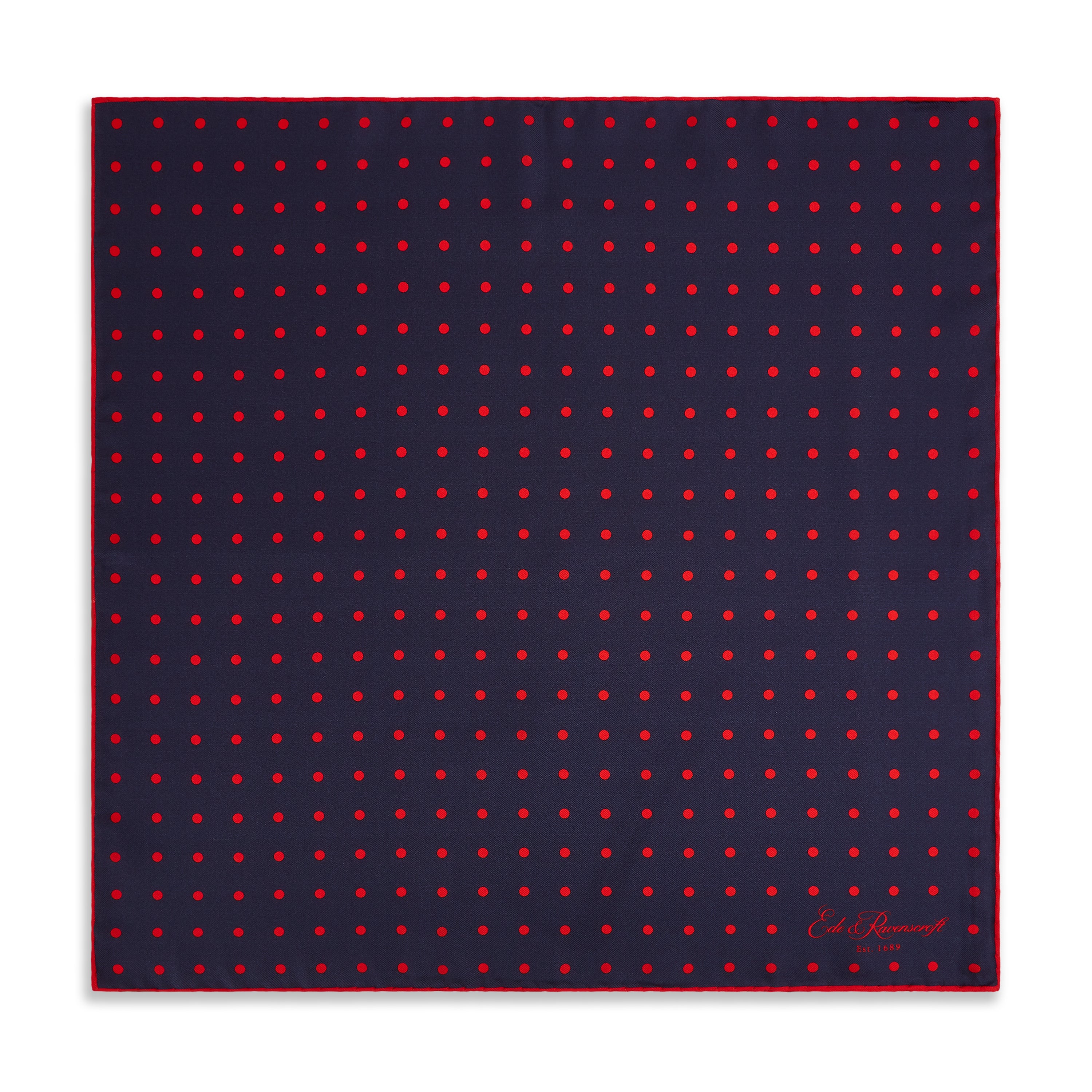 Premium Navy & Red Churchill Silk Pocket Square - Elegant Handkerchief for Formal Events, Weddings & Business Attire