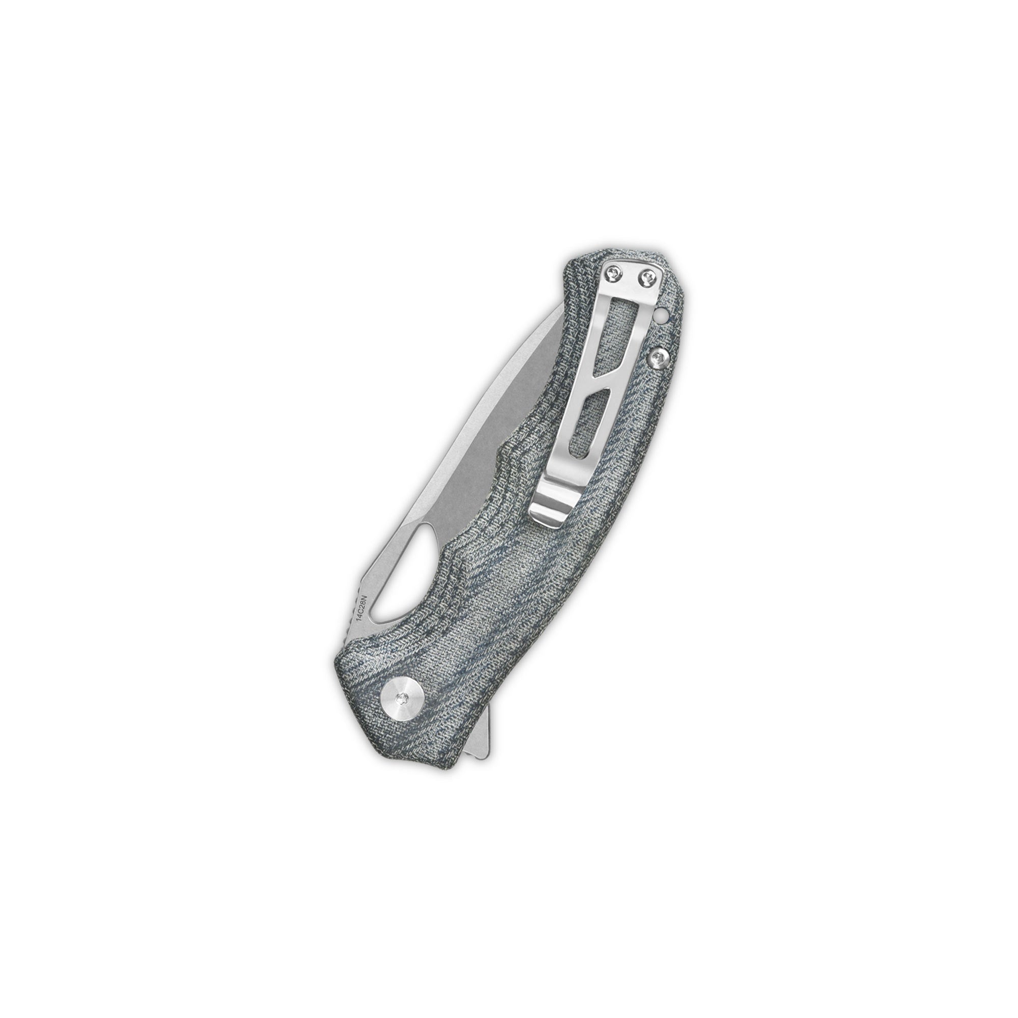QSP Gorilla Liner Lock Folding Pocket Knife - 14C28N Stainless Steel Blade, Durable Denim Micarta Handle - Perfect for EDC, Camping, Hiking & Outdoor Survival