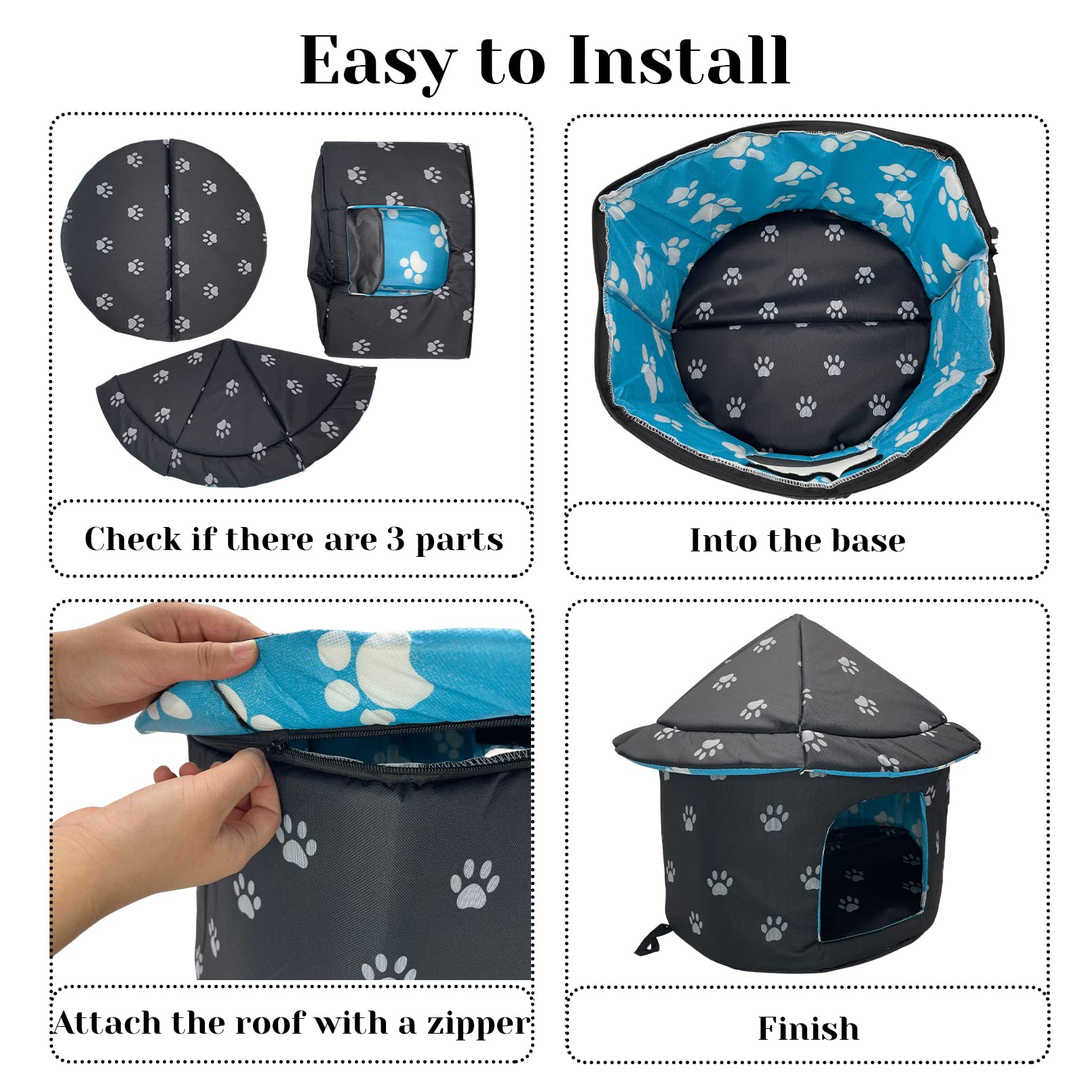 Waterproof Outdoor Cat Shelter - Foldable Warm Pet House for Winter, Camping & Backyard
