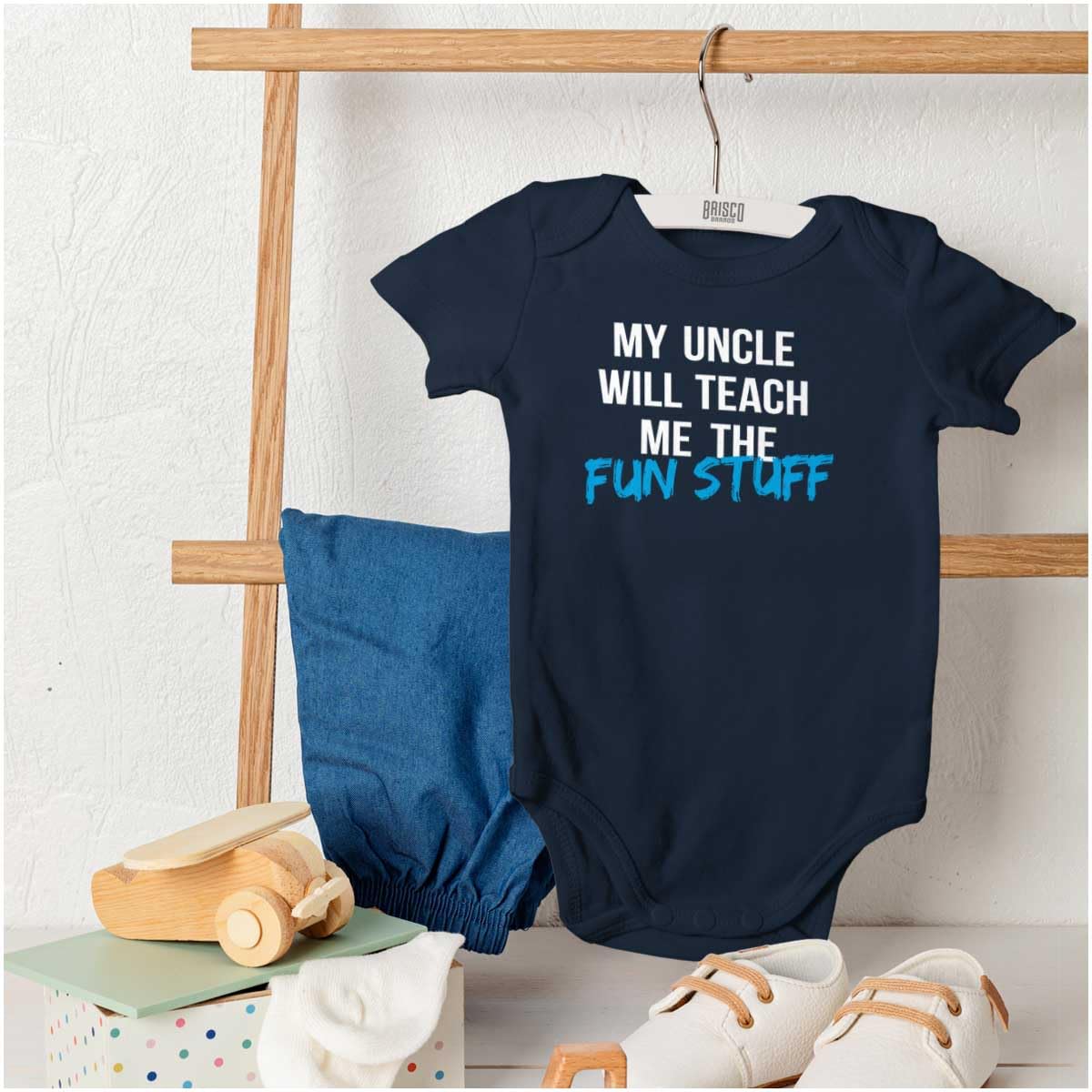 My Uncle Will Teach Me The Fun Stuff Baby Romper - Cute Unisex Infant Bodysuit for Boys & Girls | Perfect for Playtime, Family Photos & Everyday Outfits