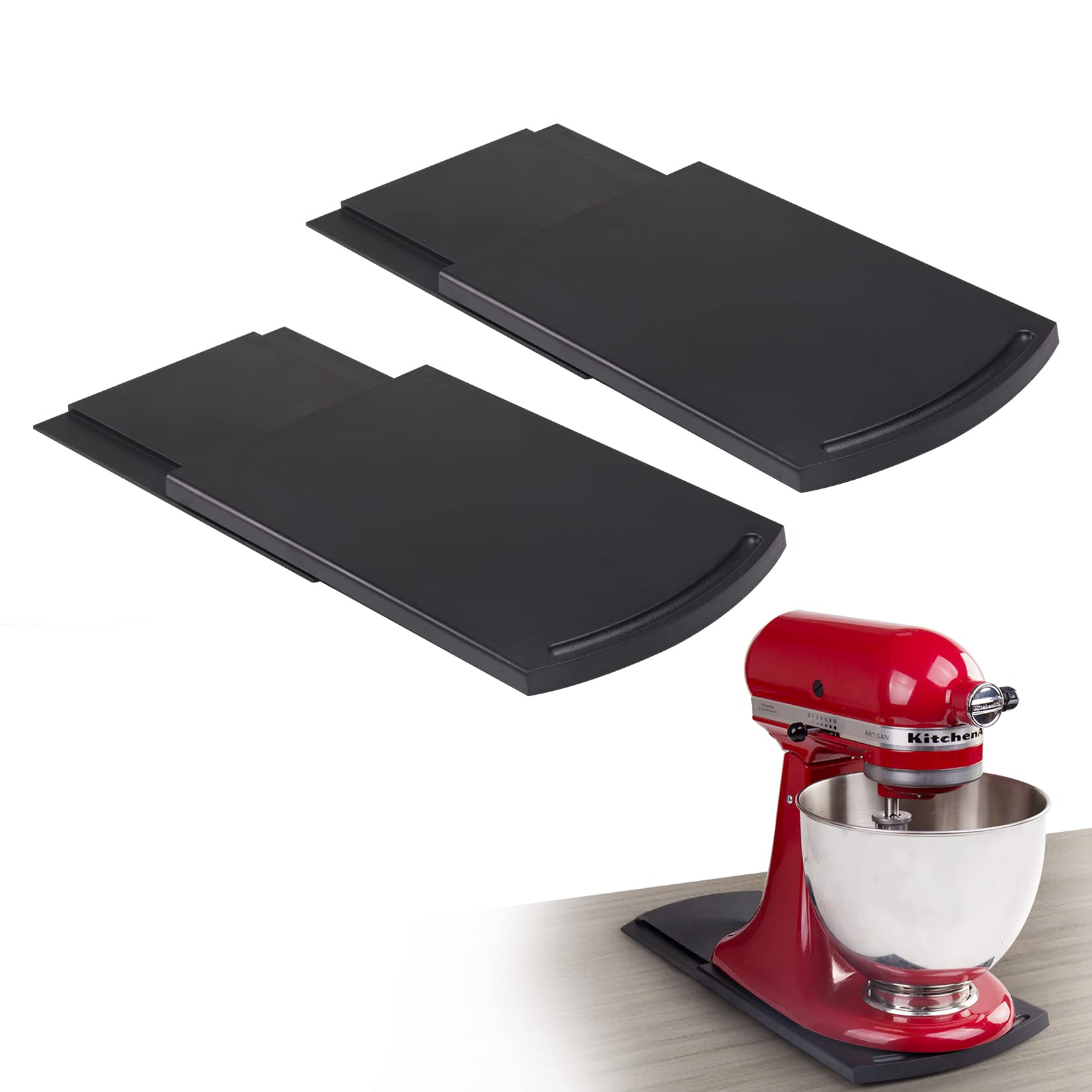 2 Pack Sliding Tray for Kitchen Appliances - Compatible with Coffee Makers, KitchenAid Mixers, Blenders, Air Fryers & Juicers - Countertop Organizer with Rolling Wheels | Perfect for Small Kitchen Spaces & Appliance Storage