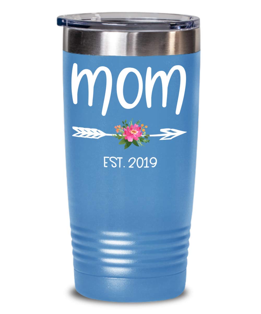 Mom Established 2019 Insulated Tumbler - Best New Mother Gift for Mother's Day, Birthday & Baby Shower - 20oz Stainless Steel Travel Mug for Women - Perfect for Nursing, Office & Outdoor Activities