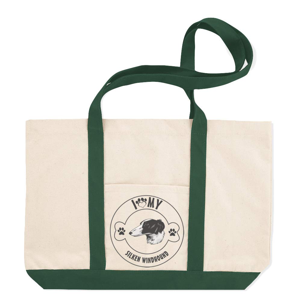 Canvas Shopping Tote Bag with 'I Love My Silken Windhound' Print - Eco-Friendly Reusable Grocery Bag for Women - Perfect for Beach, Shopping, and Daily Use
