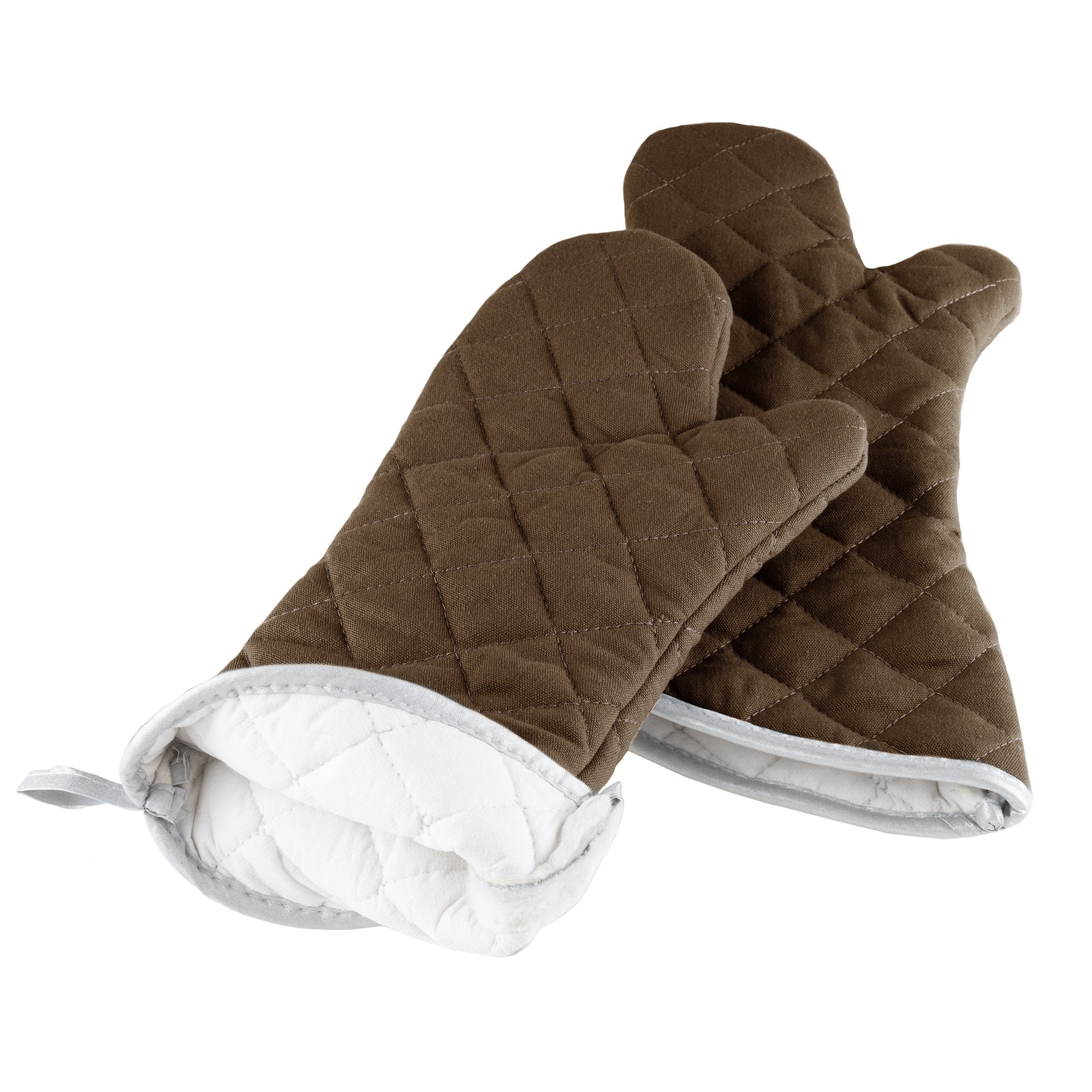 Premium Heat Resistant Oven Mitts Set of 2 - Extra Large Quilted Kitchen Gloves for Baking, Grilling & Cooking - Flame Proof Protection by Lavish Home (Chocolate Brown) - Perfect for BBQ, Baking Bread & Handling Hot Pots