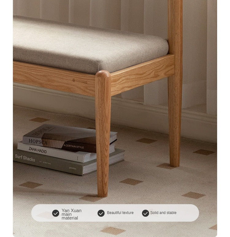 Solid Oak & Black Walnut Wooden Soft Bench - Handcrafted Wooden Stool for Entryway, Bedroom, Living Room & Outdoor Use