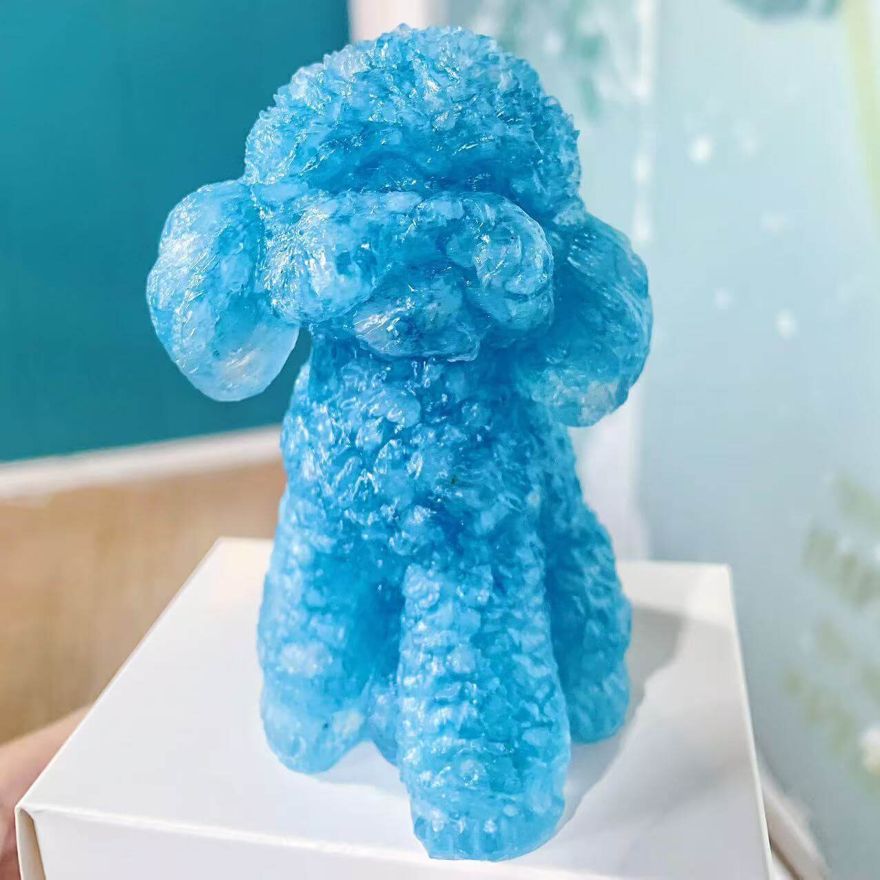 Handmade Epoxy Poodle Figurine - Cute Dog Resin Ornament for Home Decor, Gift & Collection (A2056) | Perfect for Living Room Display, Bookshelf Decor & Dog Lover Gifts