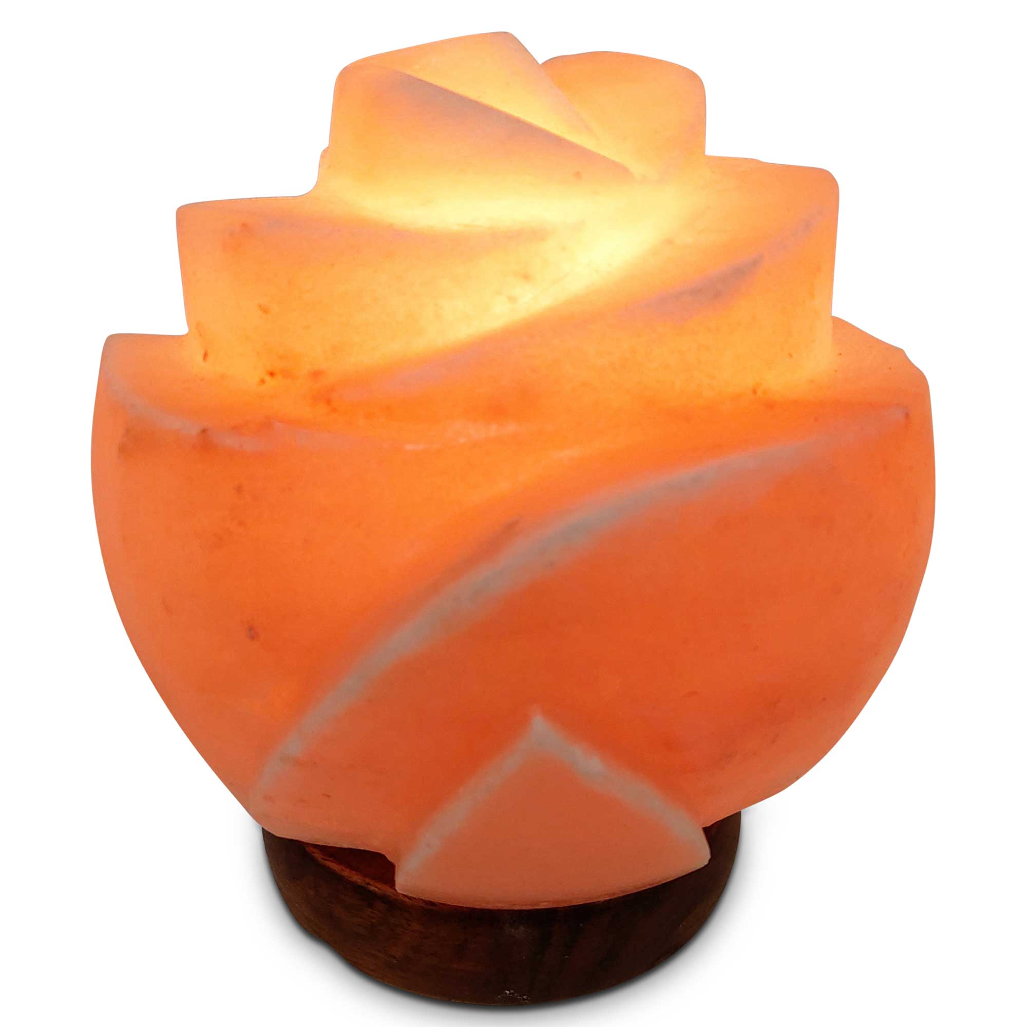 12V 12W Himalayan Pink Salt Lamp - Hand Carved Flower Rock Crystal Night Light with On/Off Switch | Natural Air Purifier for Bedroom, Yoga Studio & Meditation Room Decor