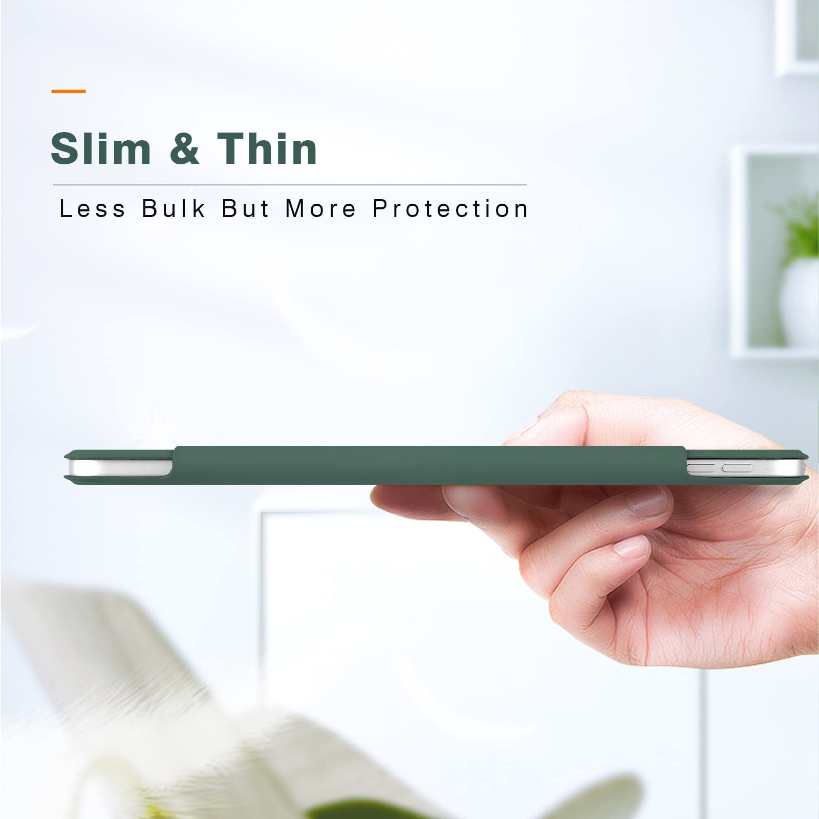 Magnetic Case for iPad Air 11 Inch M3/M2 2025/2024 - Smart Folio Cover for iPad Air 5th/4th Gen 10.9 Inch 2022/2020 - Trifold Stand with Auto Sleep/Wake - Apple Pencil Pro Compatible (Green) - Perfect for Work, Study & Travel Protection