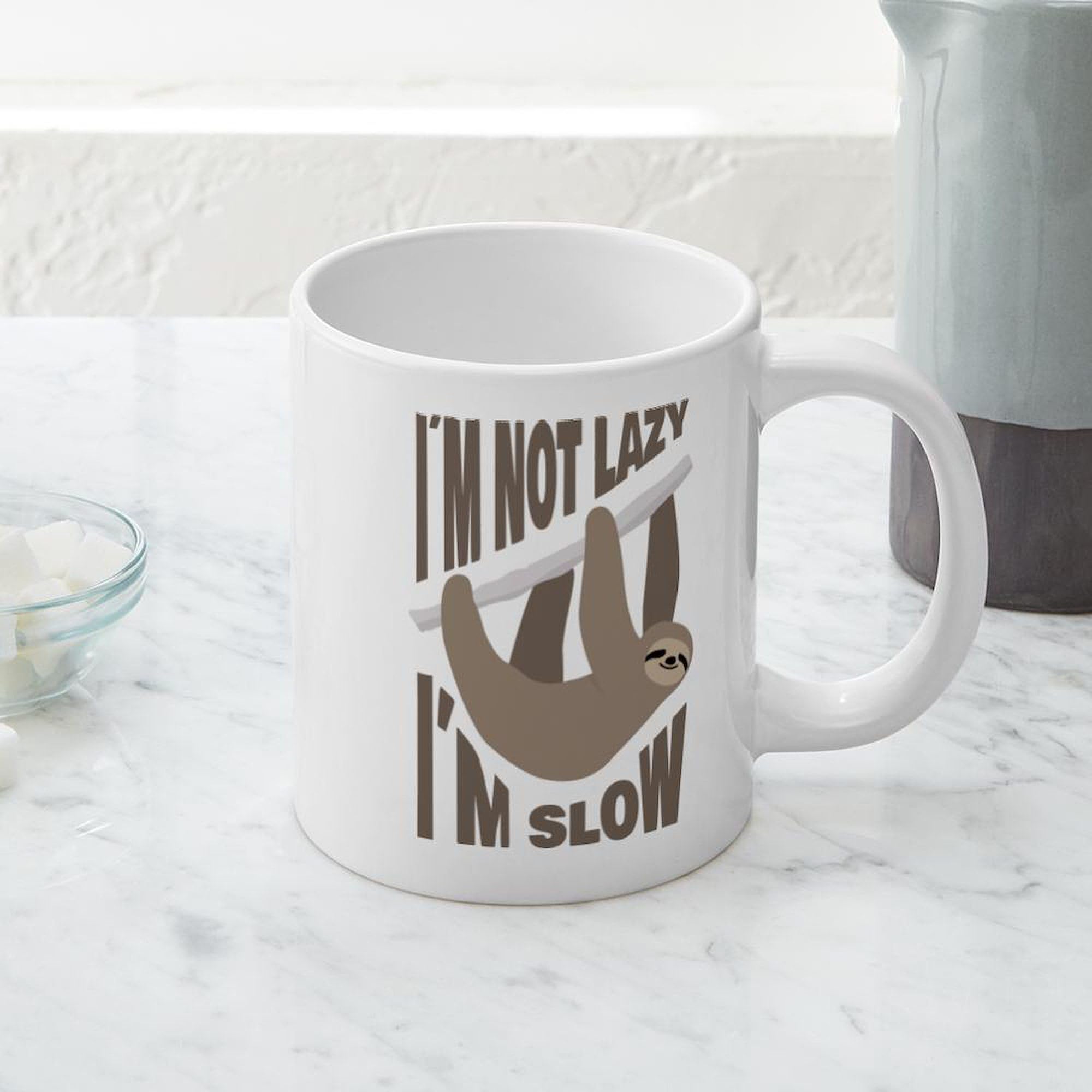 Funny 'I'm Not Lazy I'm Slow' 20oz Ceramic Coffee Mega Mug by CafePress - Perfect for Office Humor, Gift for Coffee Lovers & Slow Morning Relaxation