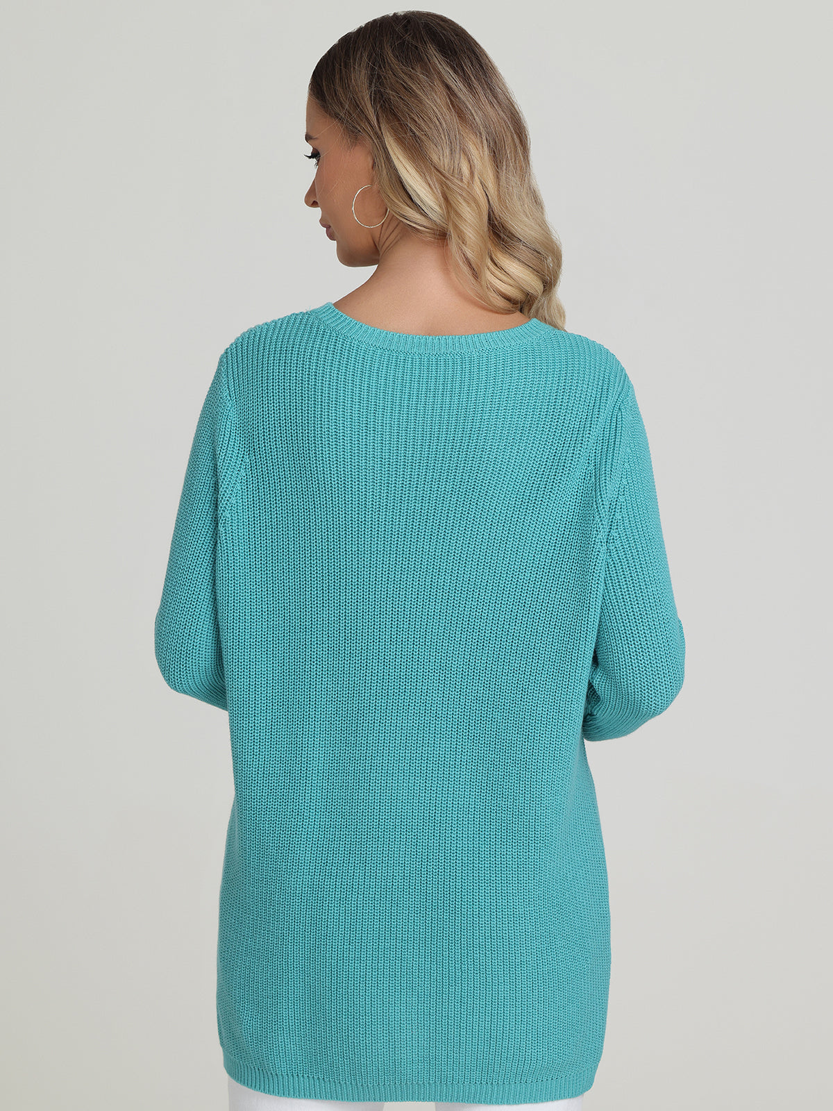 Emma Women's Crewneck Shaker Stitch Cotton Sweater - Soft Casual Pullover for Fall & Winter - Perfect for Office, Dates and Weekend Outings