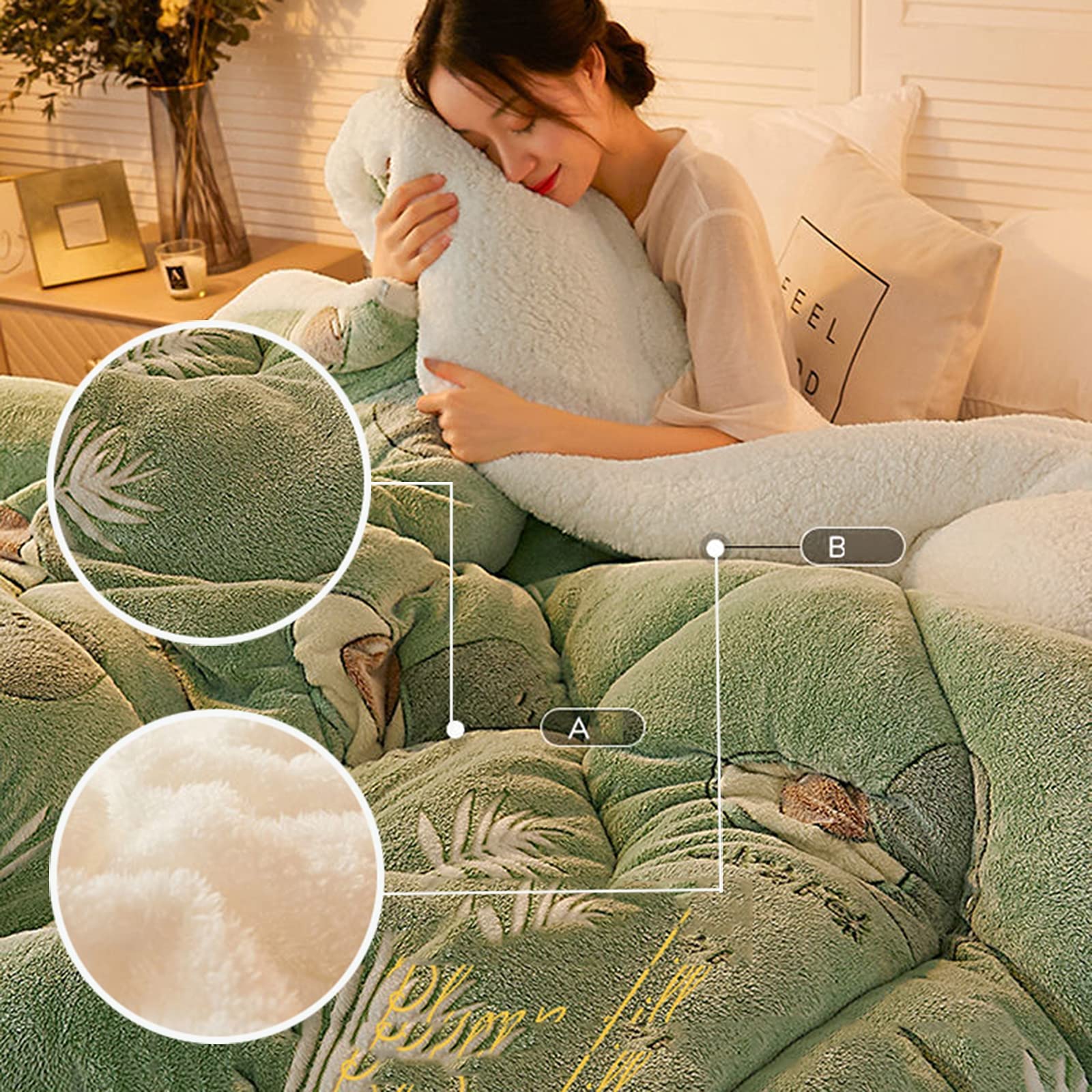 All-Season Quilted Cotton Duvet Insert - Twin Size Winter Comforter (150x200cm, 3.5kg) | Soft & Warm Thickened Lamb Cashmere Blanket for Bed | Perfect for Cold Weather & Cozy Nights