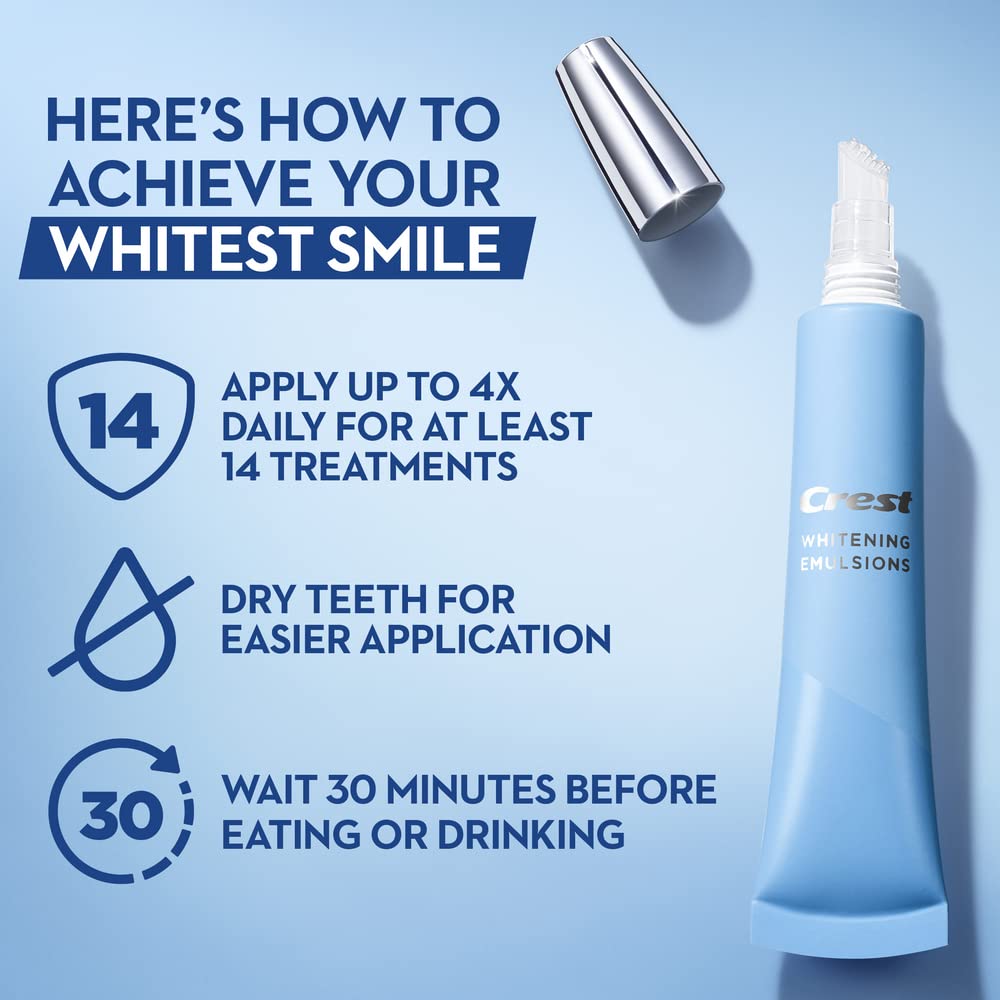 Crest Whitening Emulsions On-the-Go Teeth Whitening Gel Pen - 0.35 Oz (10g) for Fresh Breath & Stain Removal - Perfect for Travel, Work & Daily Use
