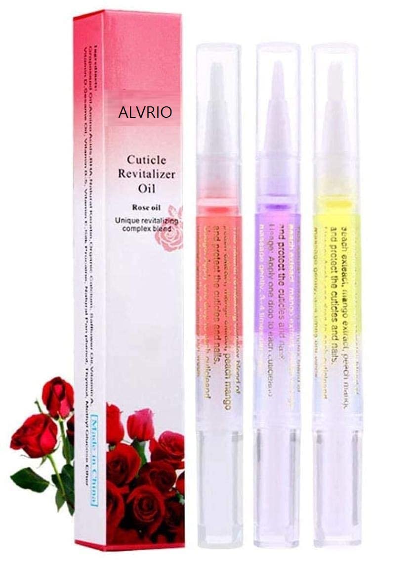 ALVRIO Cuticle Oil Pens - 3 Pack Nail Care Set with Revitalizing Oil for Dry & Damaged Cuticles | Manicure & Pedicure Essential for Healthy Nails | Perfect for Home Salon & Professional Use