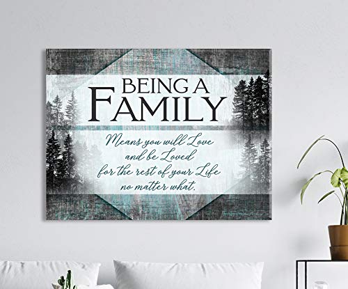 Farmhouse Family Sign - Rustic Wall Decor for Living Room | Sense of Art Being a Family V3 | 30x40 Inch Teal Wooden Frame | Perfect for Home Entryway, Kitchen & Cozy Farmhouse Style