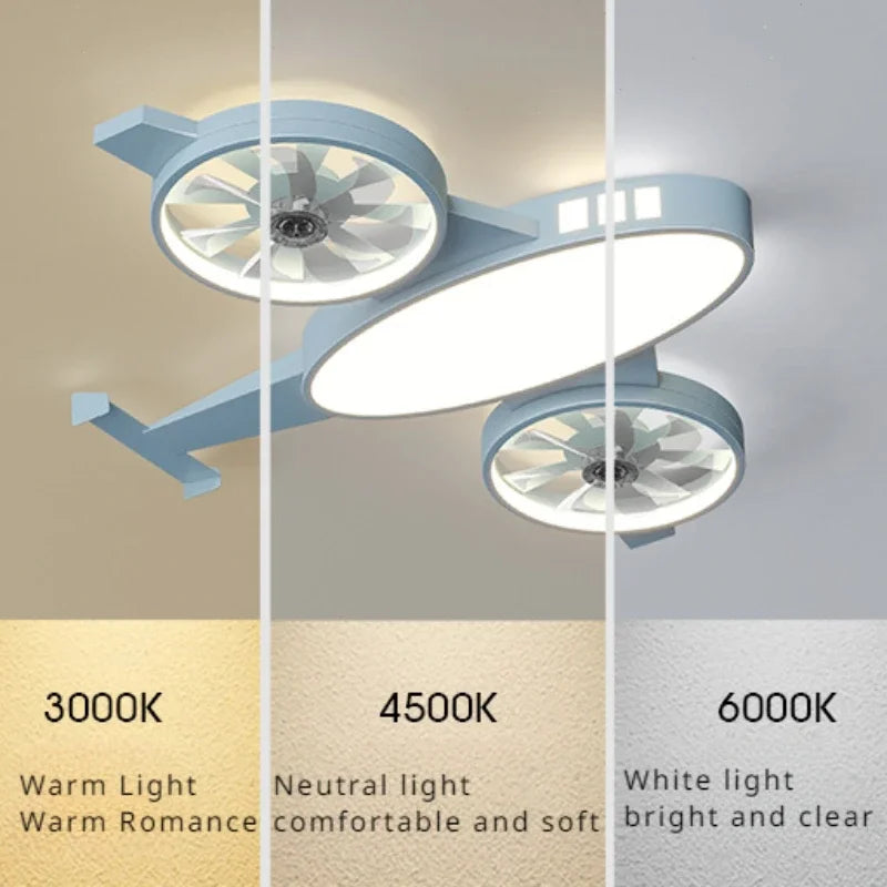 Stylish Mounted Airplane Ceiling Light & Fan for Kids Room Decor - Perfect for Nursery, Bedroom, and Playroom