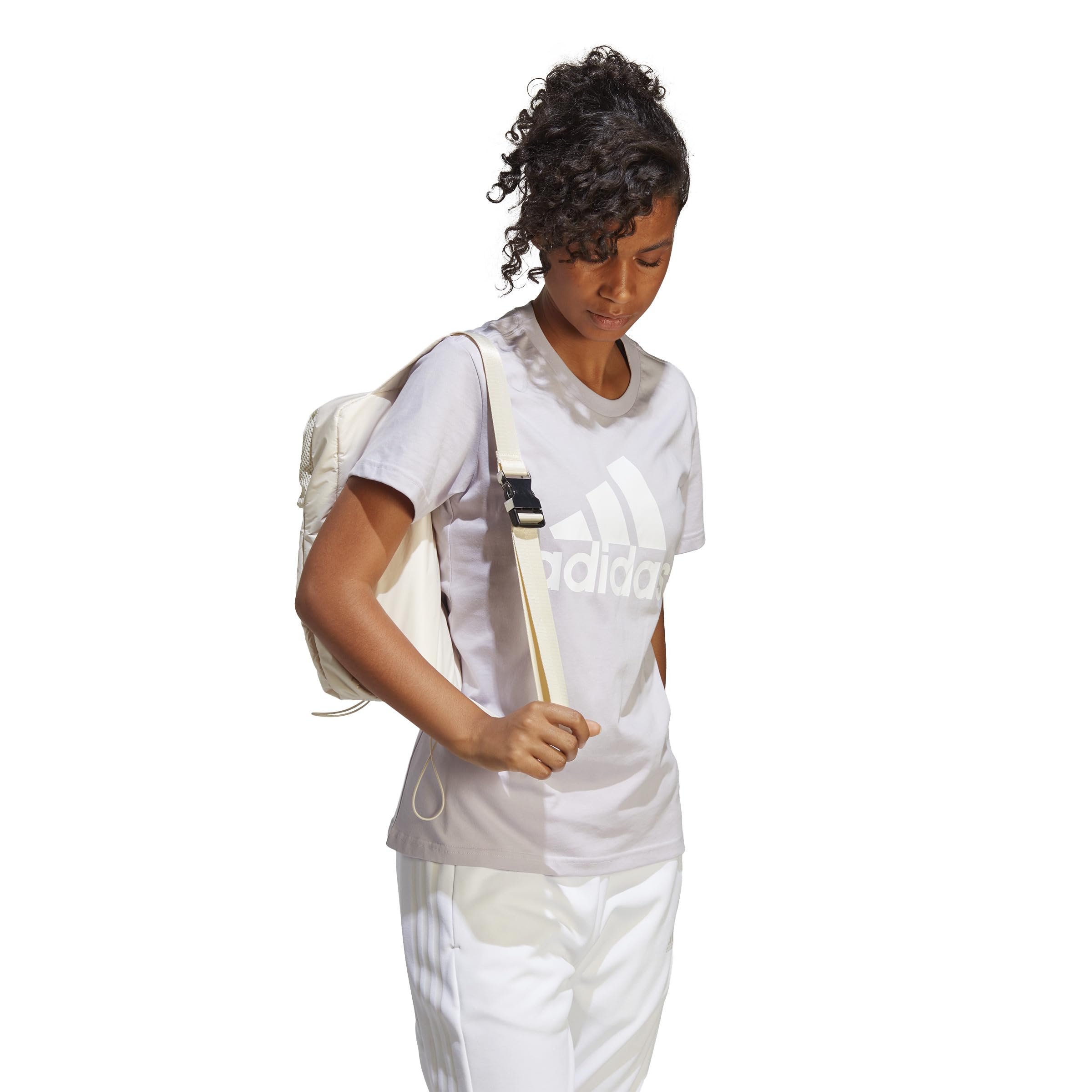 adidas Women's Essential Logo Loungewear T-Shirt - Soft Cotton Comfort for Casual Wear, Home Relaxation & Athleisure Outfits