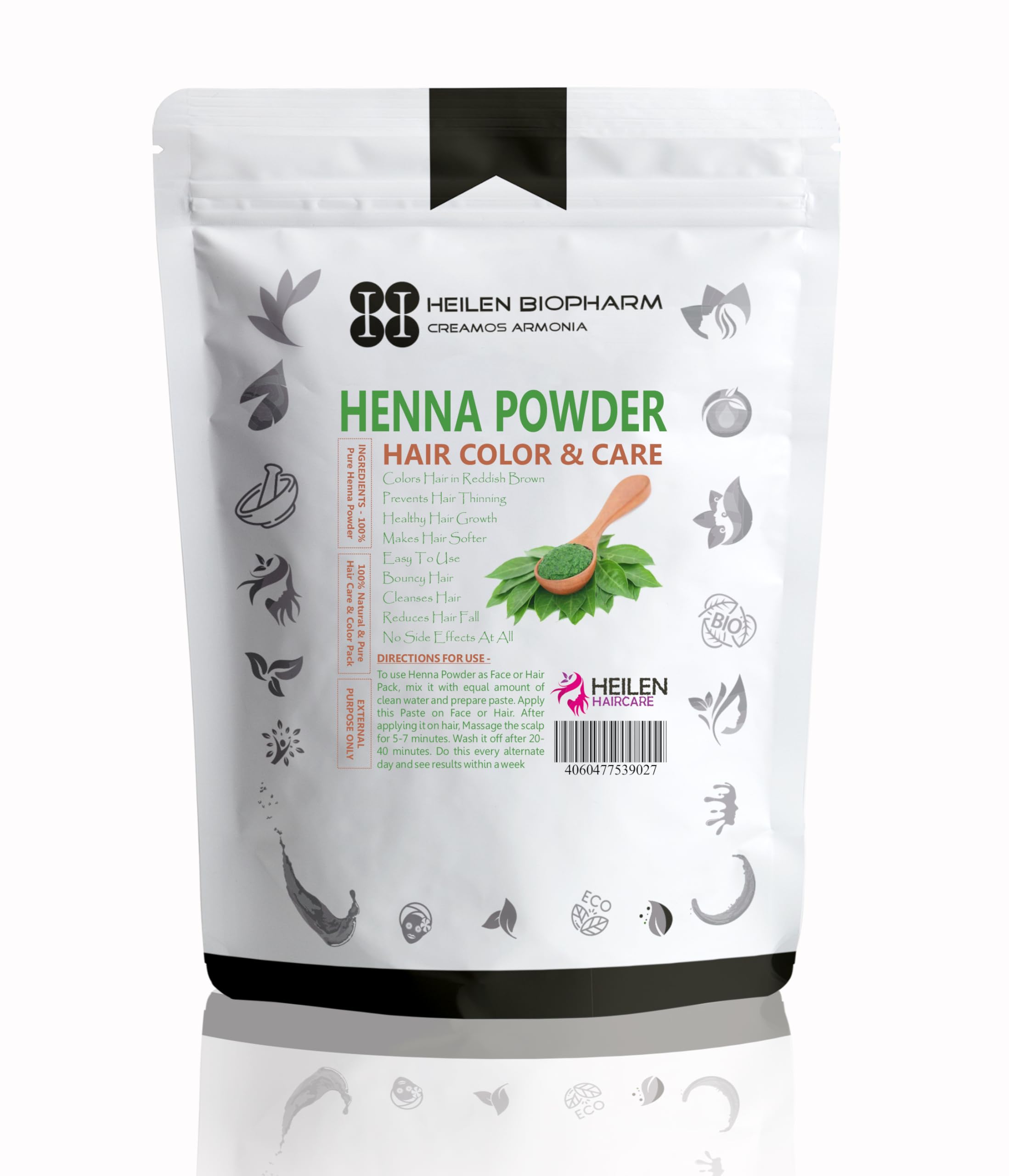 Heilen Biopharm Natural Henna Powder for Hair Care & Coloring - 200g Pack | Chemical-Free, Vegan Hair Dye for Gray Coverage & Conditioning | Perfect for DIY Hair Treatments at Home