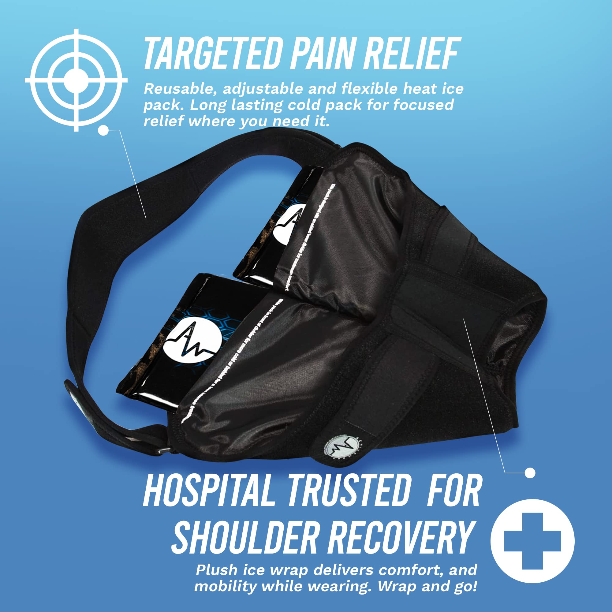 ActiveWrap Shoulder Ice Pack Wrap Set with 4 Reusable Gel Ice Packs - Pain Relief for Rotator Cuff, Arthritis & Sports Injuries - Perfect for Post-Workout Recovery, Physical Therapy & Injury Rehabilitation