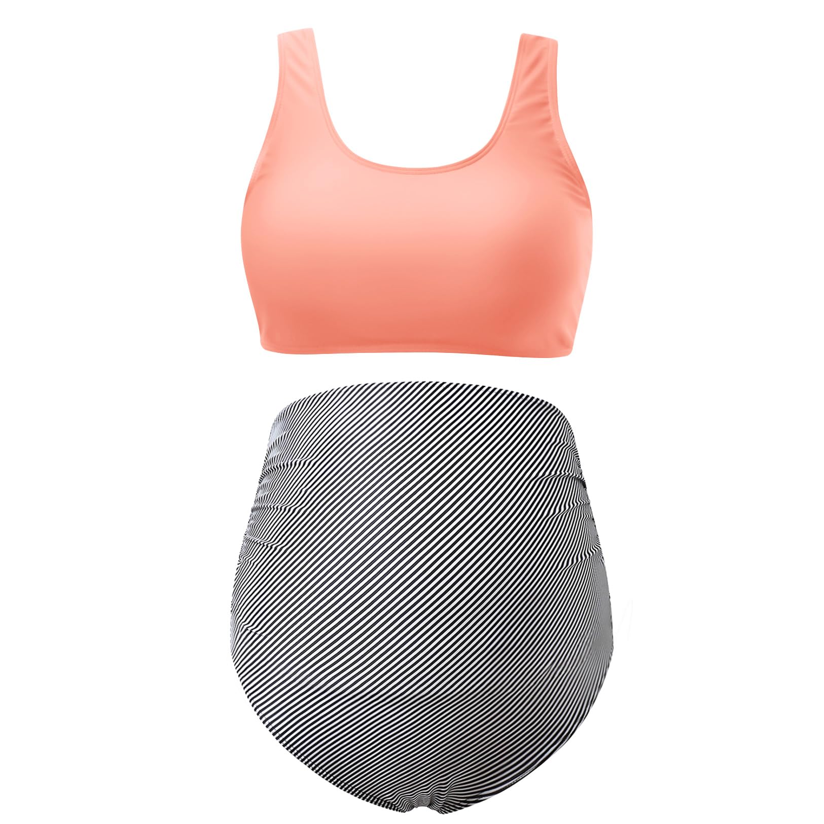 **DEBELLY Maternity Bikini Set – Sporty 2-Piece Swimsuit with Tank Top & High Waist Bottom for Women – Comfortable Pregnancy Swimwear for Pool, Beach & Maternity Photos**