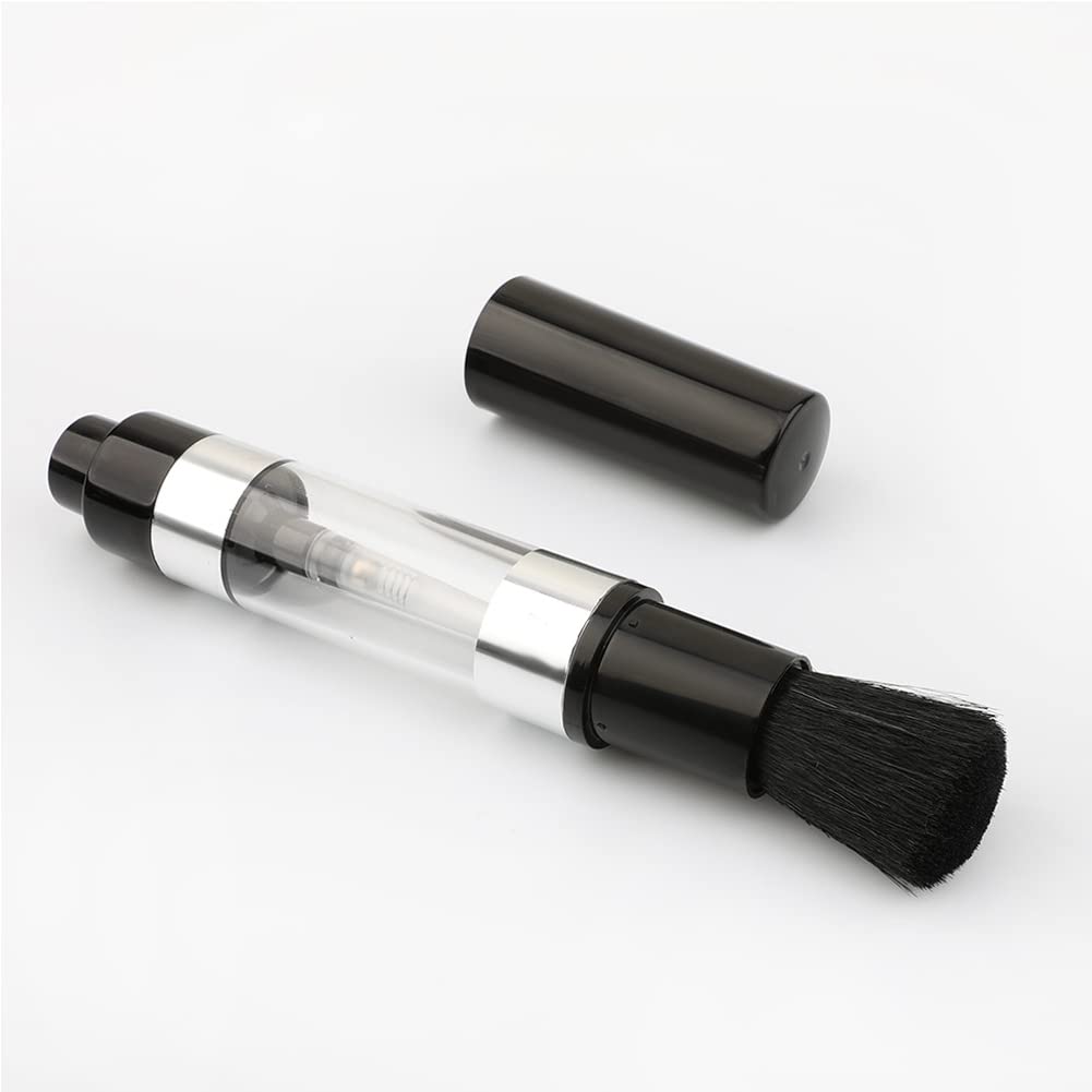 Refillable Powder Brush with Spray Applicator - Travel Blush & Contour Kit for Flawless Makeup (Black)