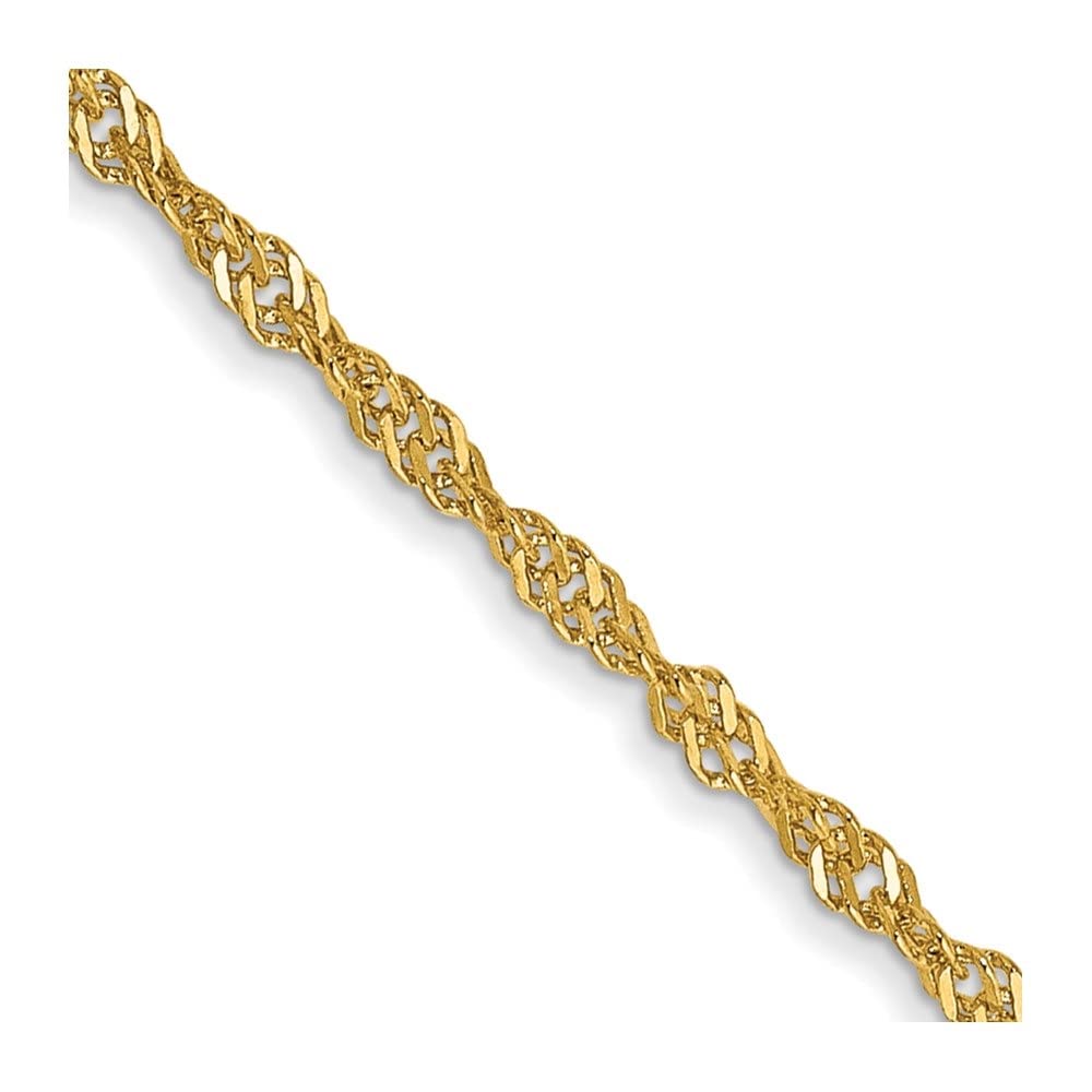 14K Gold 1.4mm Singapore Chain Necklace for Women - Dainty Fine Jewelry Gift for Her | Birthday, Anniversary, Valentine's Day Present | Diamond2Deal