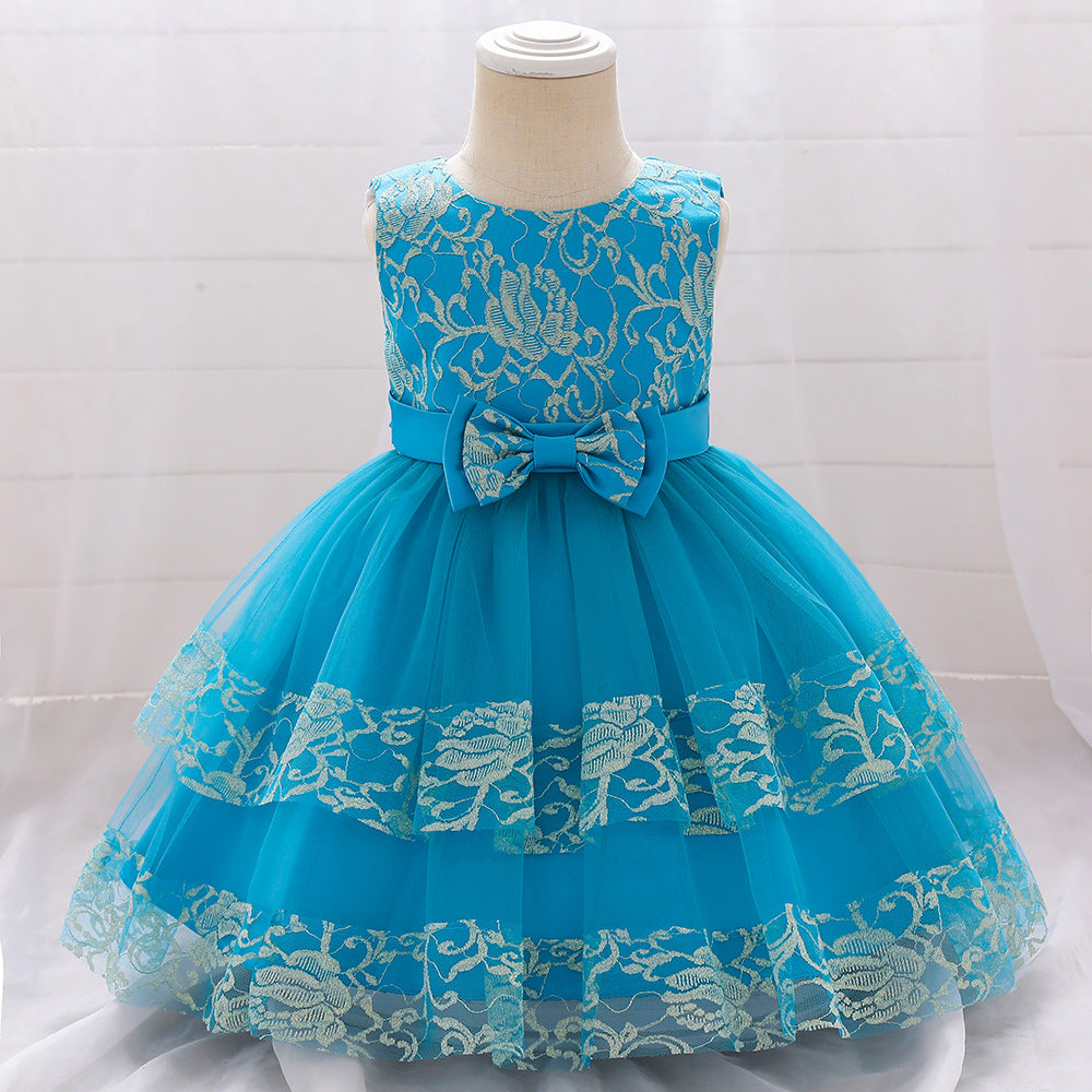 Baby Girl Birthday Party Dresses | Toddler Summer Sleeveless Princess Gown | Cute Fluffy Lace Formal Dress for 1-5 Years | Perfect for Birthday, Wedding & Special Occasions