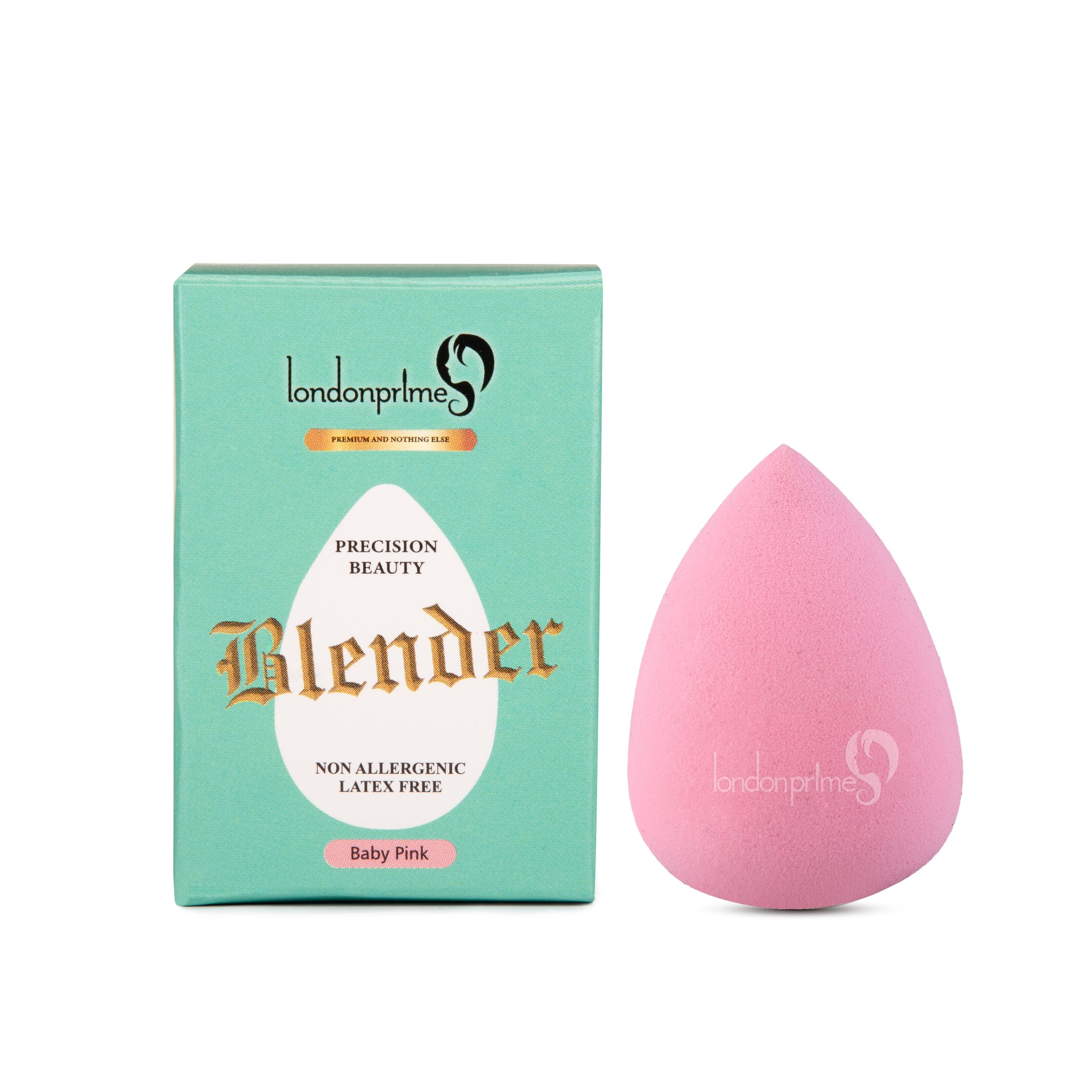 London Prime Precision Beauty Blender Sponge - Baby Pink Makeup Sponge for Flawless Foundation & Concealer Application - Perfect for Professional Makeup Artists & Home Use