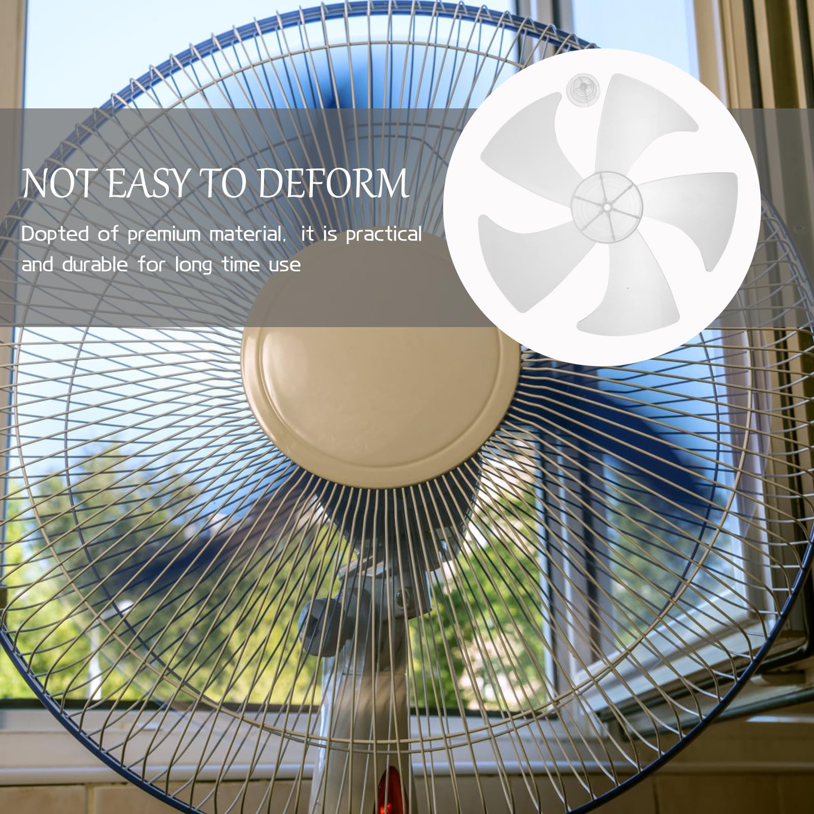 14 Inch Universal Electric Fan Blades Replacement - 5-Leaf Plastic Round Bore Blades for Table & Floor Fans (White) - Perfect for Home, Office & Outdoor Cooling