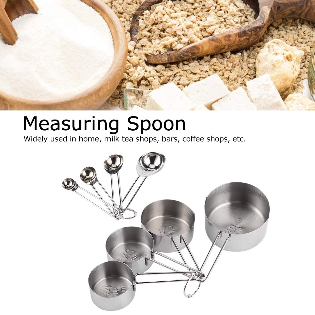 Stainless Steel Measuring Cups and Spoons Set - 18-Piece Kitchen Measuring Tools for Baking, Cooking & Coffee - Perfect for Home, Milk Tea Shop, Bar & Coffee Shop (Silver) | Durable & Portable Measurement Kit for Liquid & Dry Ingredients