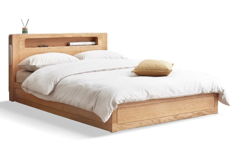 Premium Oak Solid Wood Luminous Box Bed - Durable Nightstand with Glow-in-the-Dark Features for Bedroom, Guest Room, and Kids Room Decor
