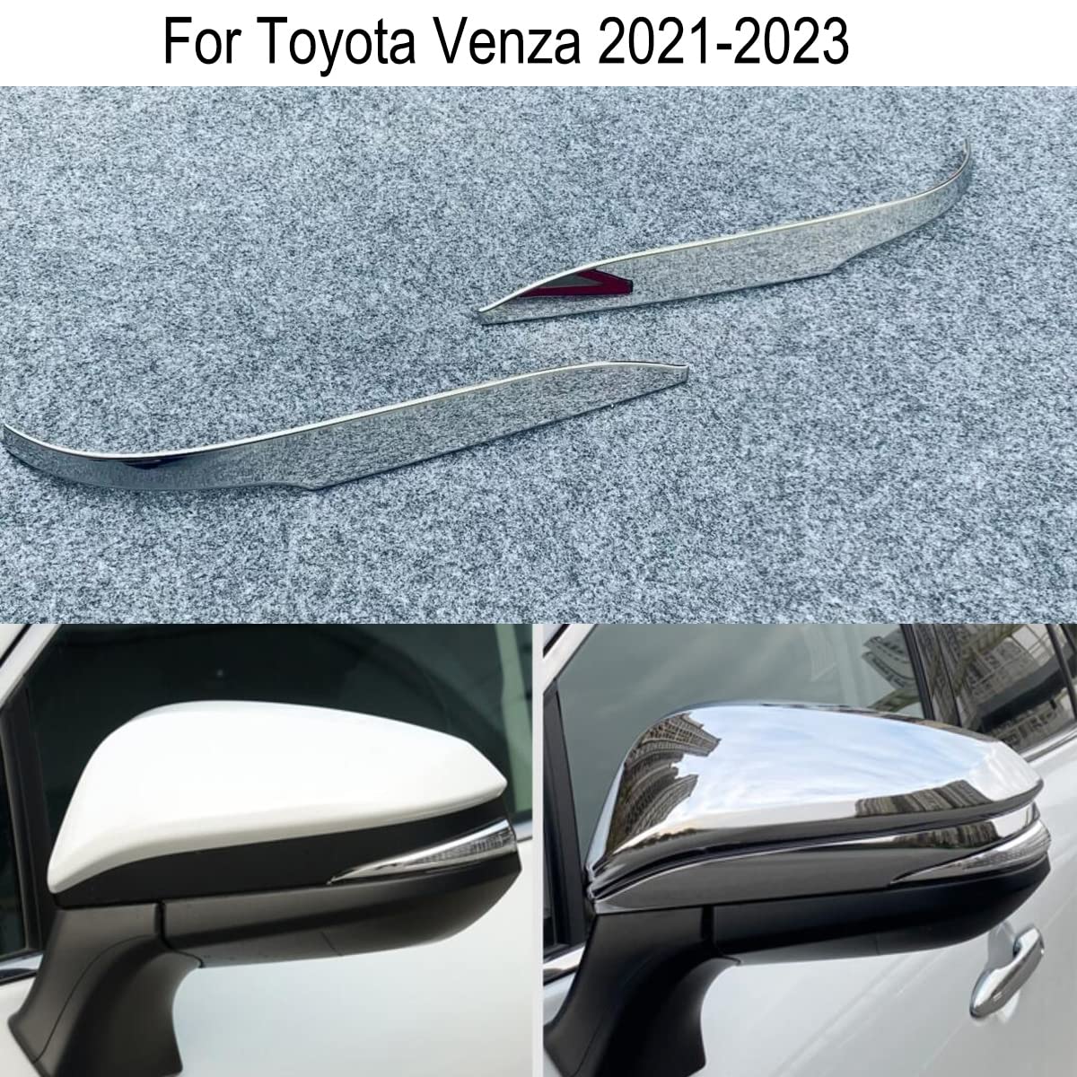 2Pcs Chrome Rearview Mirror Cover Trim for Toyota Venza 2021-2023 - Side Mirror Accessories for Enhanced Style & Protection | Perfect for Car Detailing & Customization