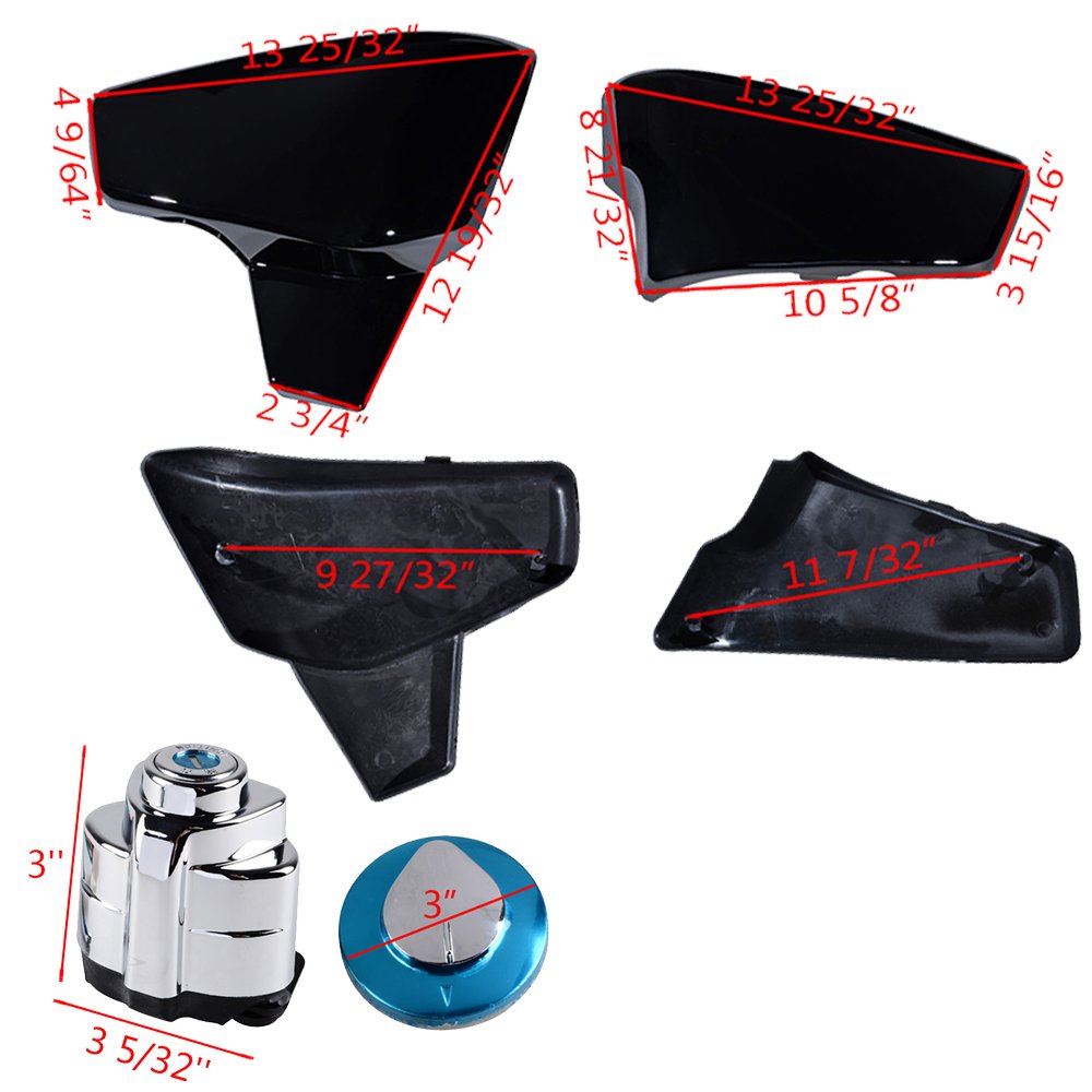 Premium Ignition Fuel Gas Cap & Steering Lock Set with 2 Keys + Glossy Black Battery Side Cover - Compatible with 1999-2008 Honda Shadow VLX 600 - Motorcycle Security & Customization Upgrade for Cruiser Bikes