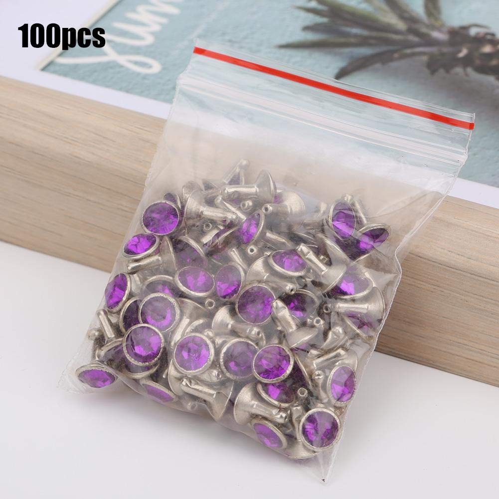 100Pcs Rhinestone Rivets - 8MM Acrylic Decorative Studs for DIY Luggage, Shoes, Hats & Clothing - Sparkling Synthetic Crystal Embellishments for Fashion Accessories & Craft Projects