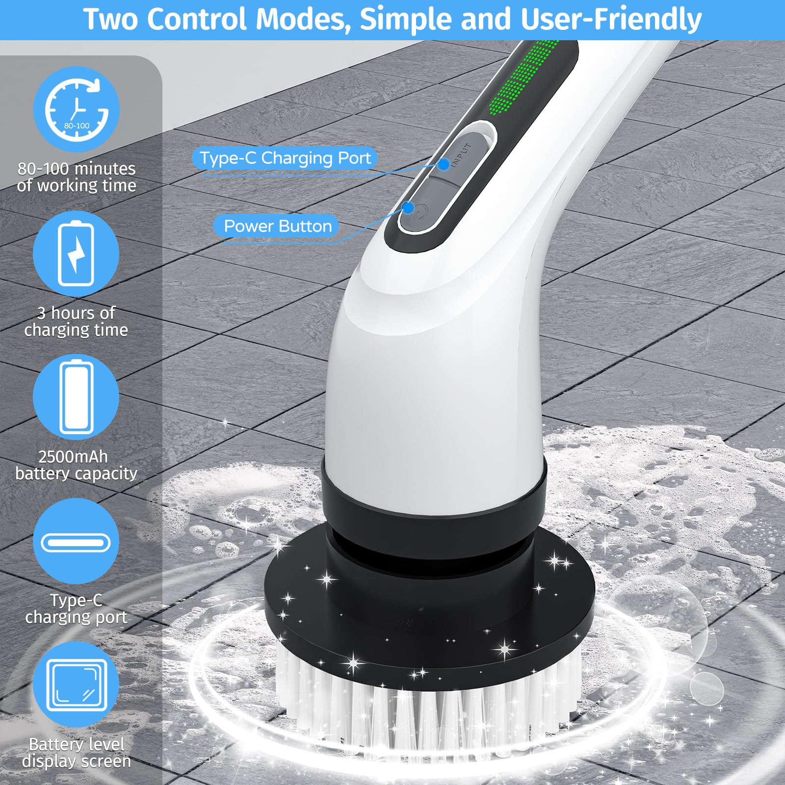 **Cordless Electric Spin Scrubber with 7 Replaceable Brush Heads – 2 Adjustable Speeds & Detachable Handle for Deep Cleaning Floors, Bathroom, Tub, Tile & Shower – Perfect for Home, Kitchen, and Outdoor Use**