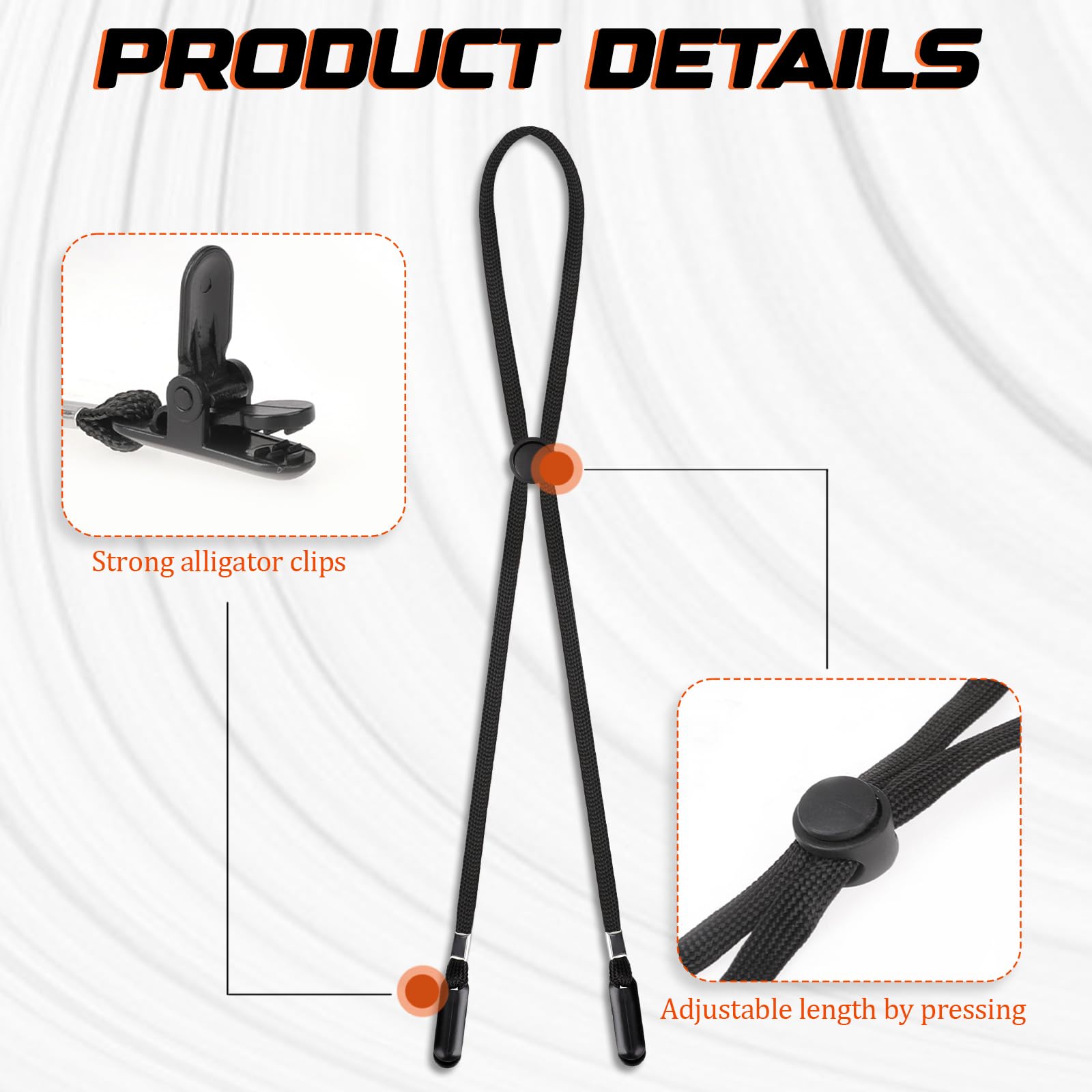 5 Pcs Adjustable Hat Strap Clips - Elastic Removable Chin Cord for Windproof & Anti-Lost Hats - Perfect for Outdoor Activities, Hiking, Running and Sports