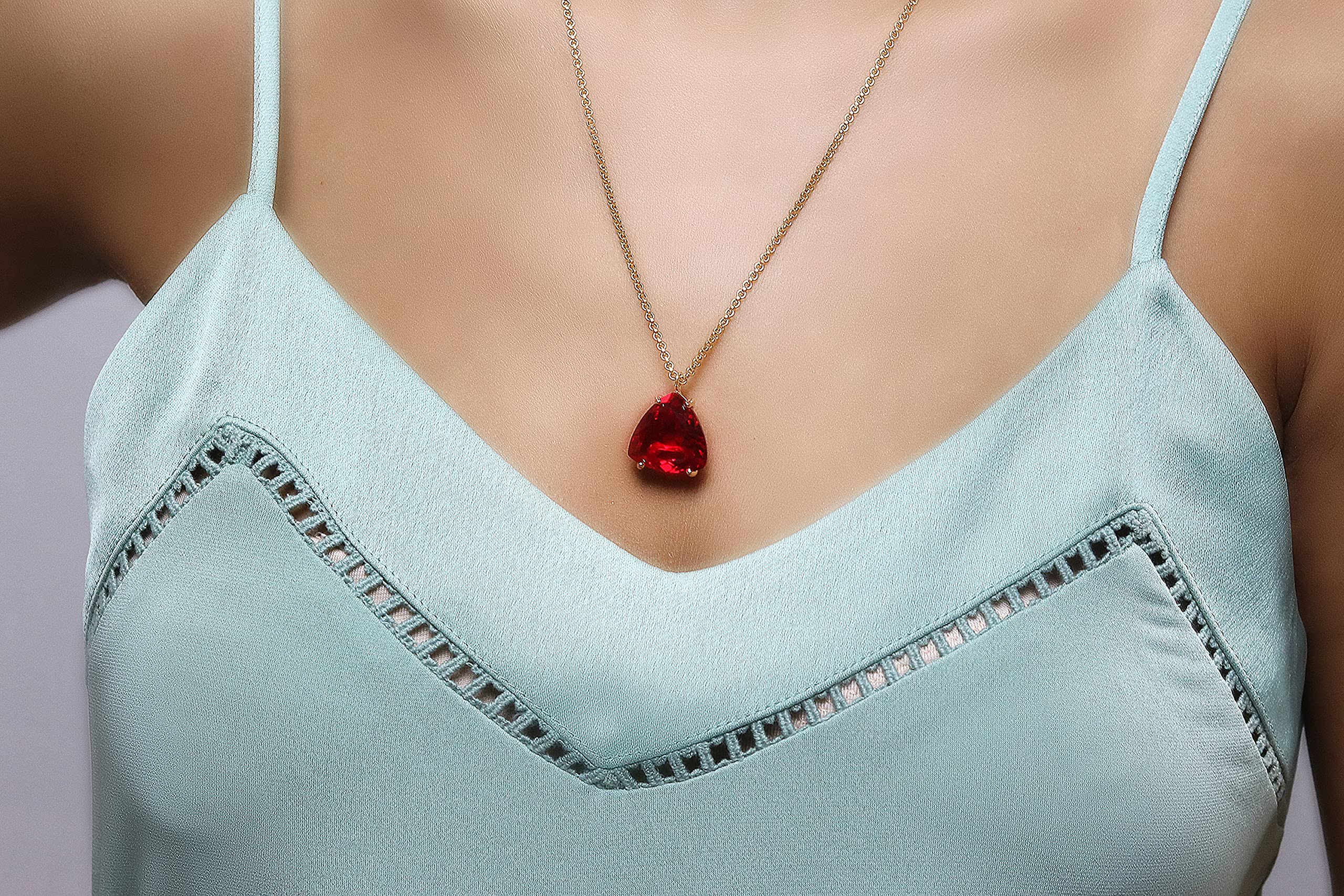 14k Yellow Gold Ruby Birthstone Necklace - Handcrafted Artisan Statement Jewelry for Women - Customizable Pendant & Chain - Perfect Gift for Birthday, Anniversary & Special Occasions