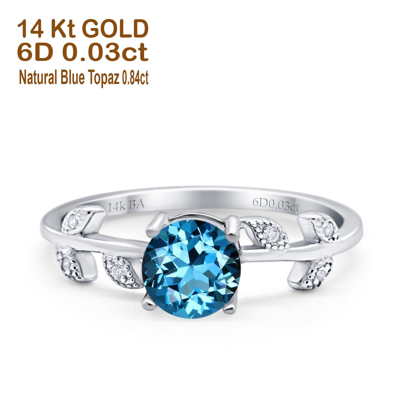 White Gold Natural Blue Topaz