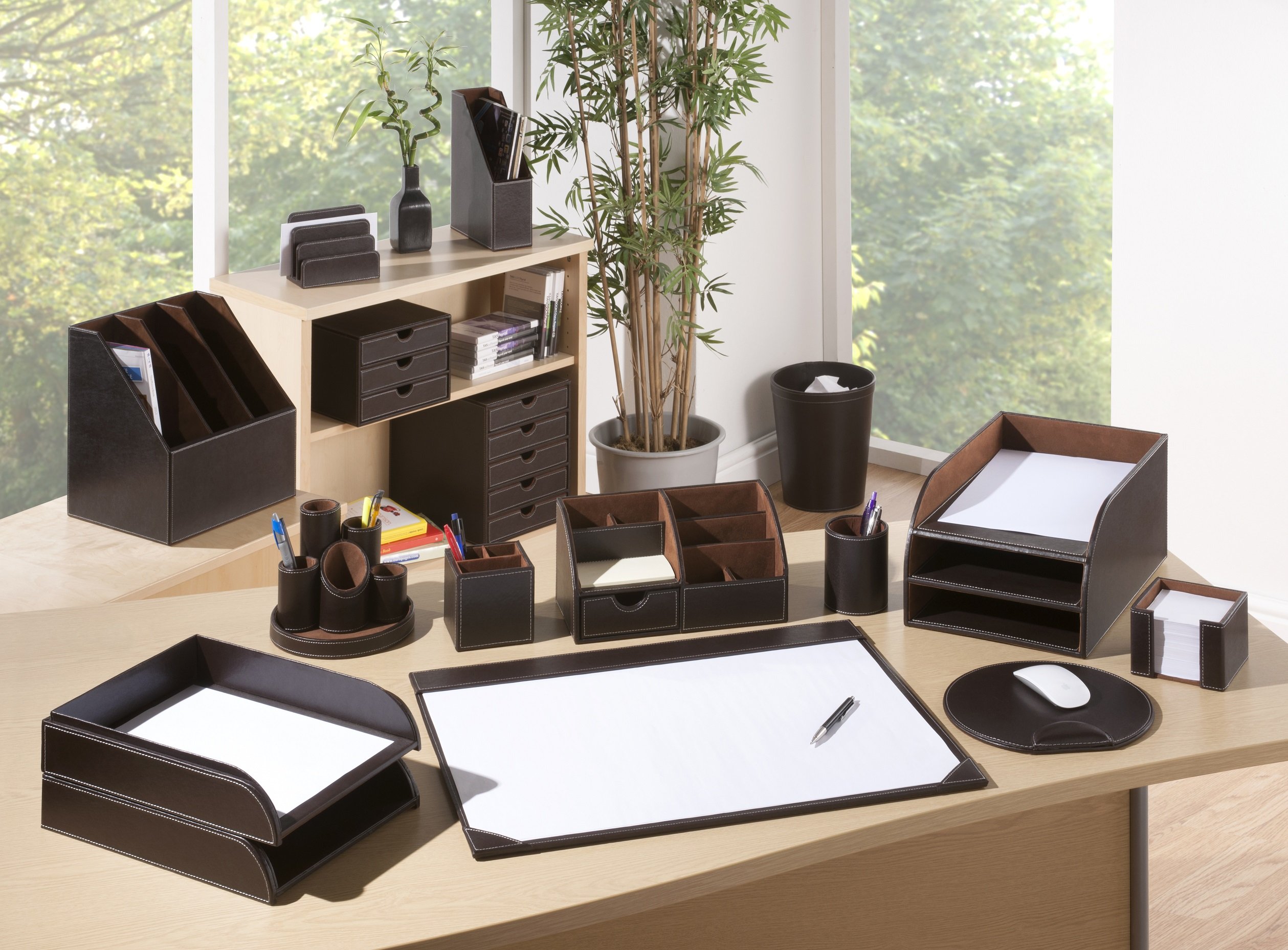 BPU3TPSP 3-Tier Faux Leather Drawer Organizer - Brown for Home Office, Bedroom, and Closet Storage