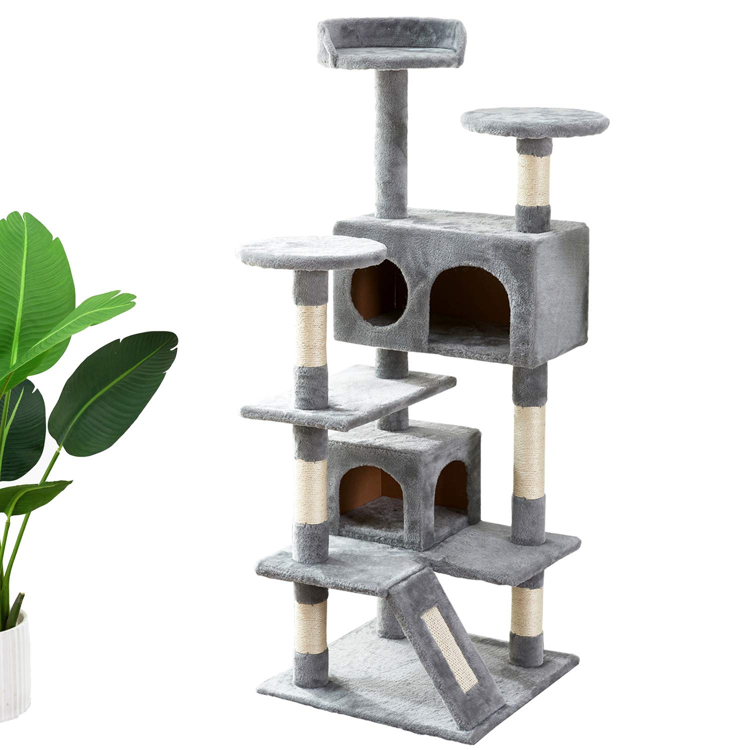Premium Multi-Level Cat Tree with Sisal-Covered Scratching Posts, Plush Perches, Hammock & Condo - Sturdy Cat Tower Furniture for Indoor Cats (19.23