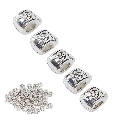 50pcs Alloy Hair Tube Beads for Dreadlocks - DIY Beard Beads for Braids, Bracelets & Necklaces - Versatile Hair Accessories for Men & Women - Perfect for Boho, Festival & Everyday Styling