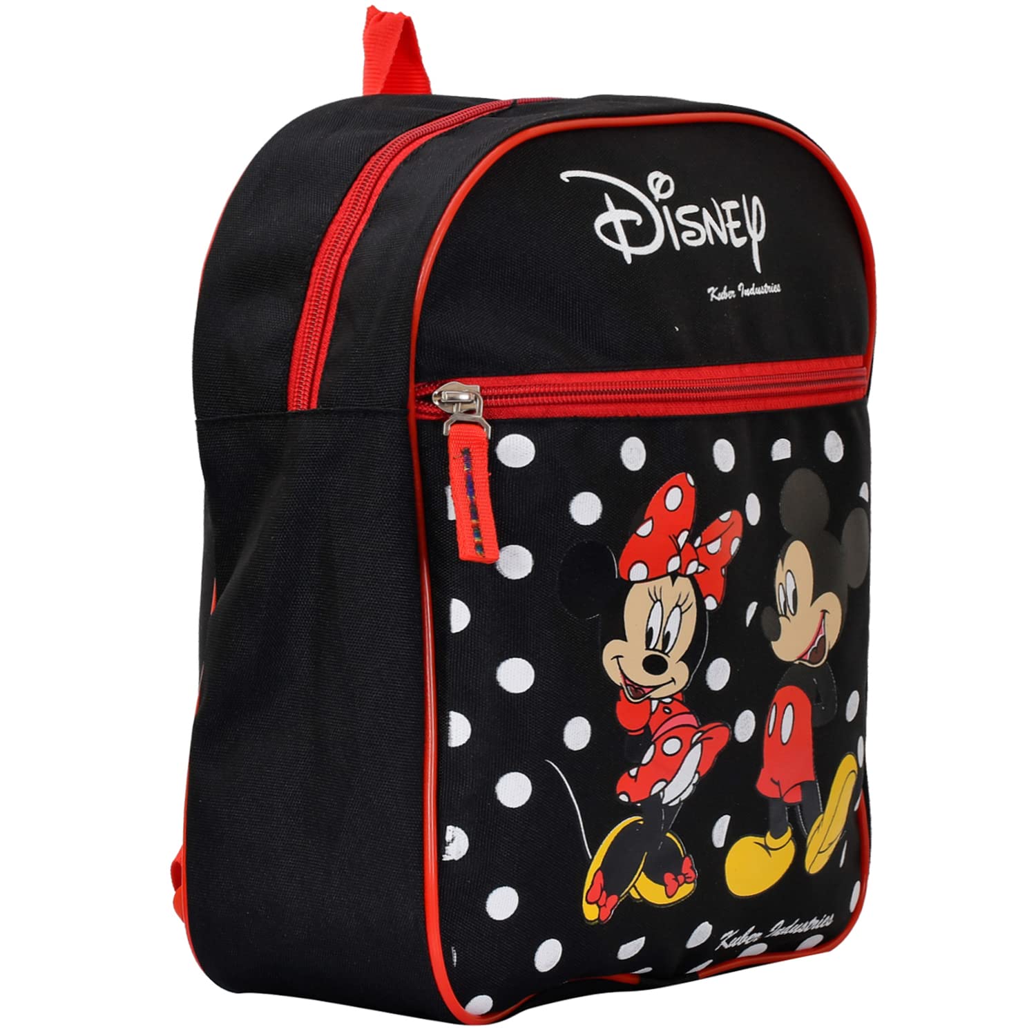 Kuber Industries Waterproof Disney Mickey & Minnie Mouse Dot Print Backpack - 13 Inch Durable School Bag for Kids (Black) | Perfect for School, Travel & Outdoor Adventures