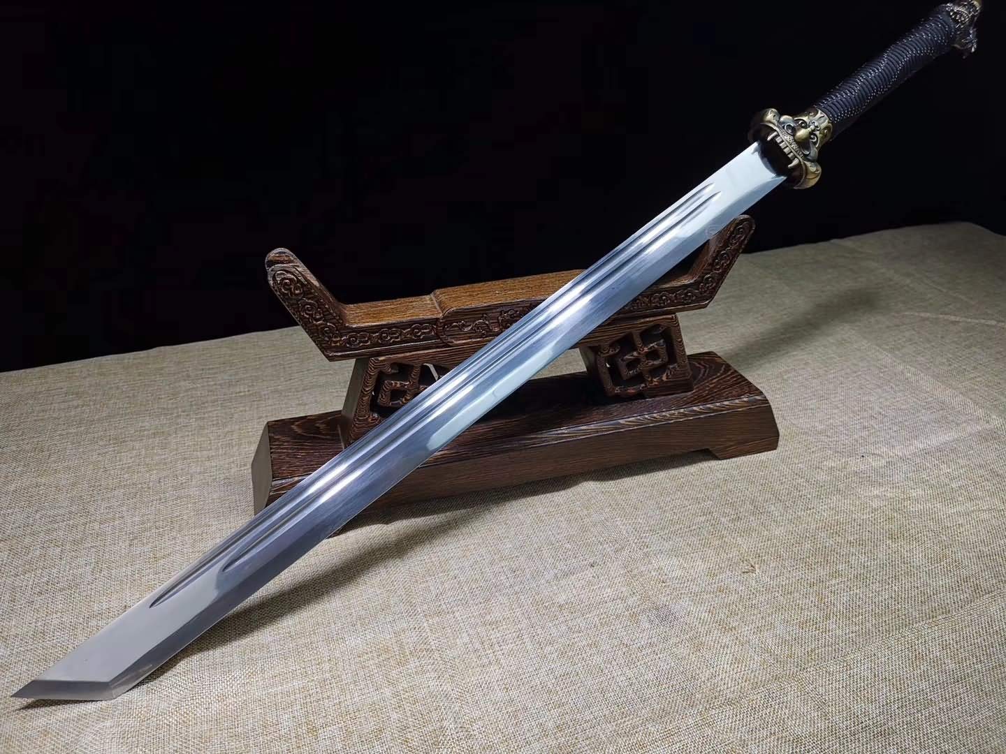Handmade Full Tang Chinese Dragon Sword - High Carbon Steel Blade & Faux Leather Scabbard | Authentic LONGSWORD Tang Dao for Martial Arts Training, Historical Collection & Unique Gift | Perfect for Cosplay, Display & Chinese Culture Enthusiasts