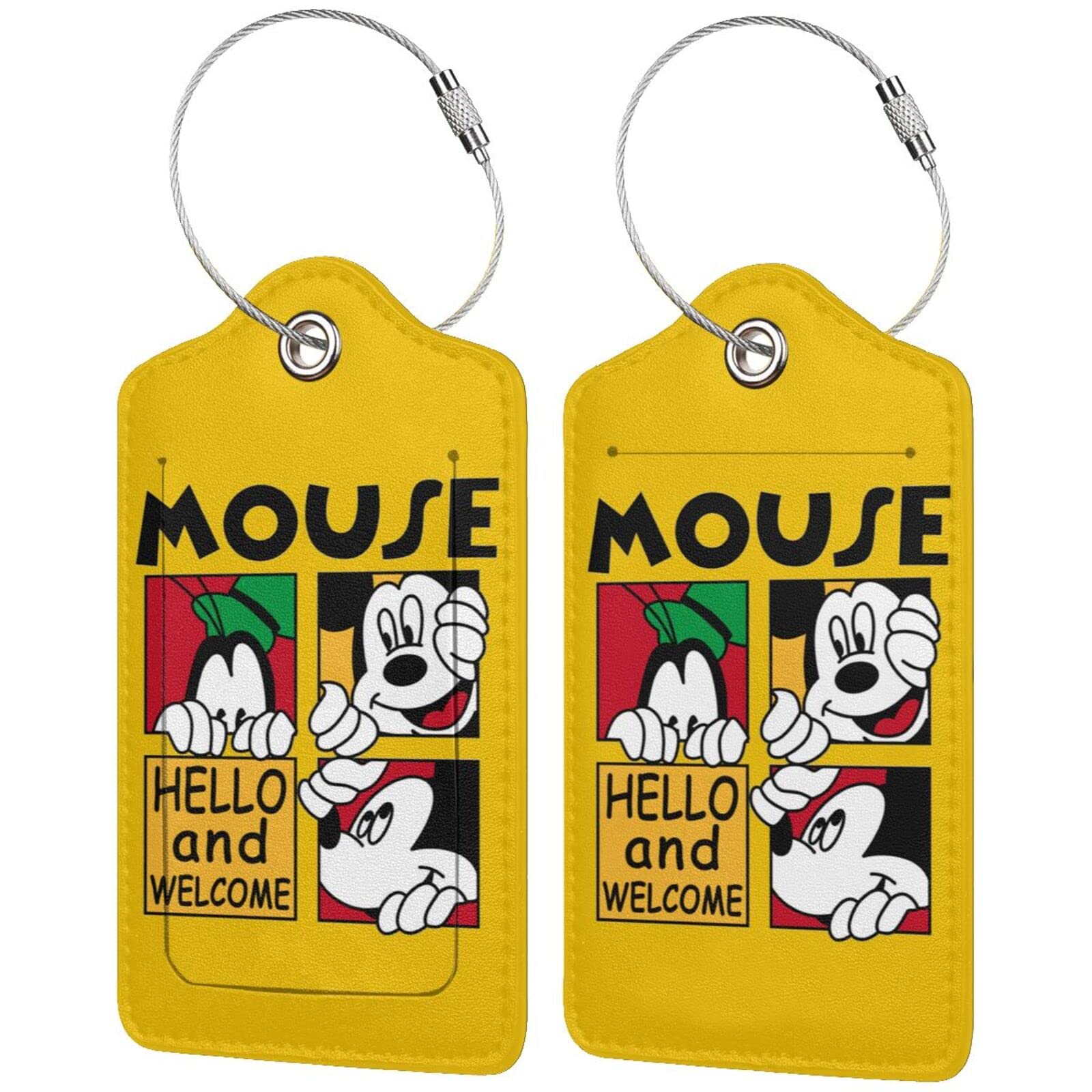 Anime Luggage Tags for Suitcases - PU Leather Privacy Cover with Stainless Steel Loop & Address Card - 2 Pack for Boys & Girls Travel Bags - Perfect for Airports, School Trips & Vacation Identification