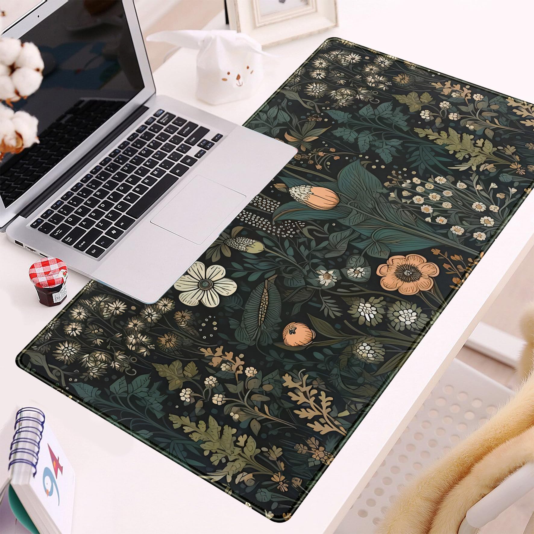 Floral Plants Mouse Pad - Dark Flower XXL Gaming Desk Mat (31.5
