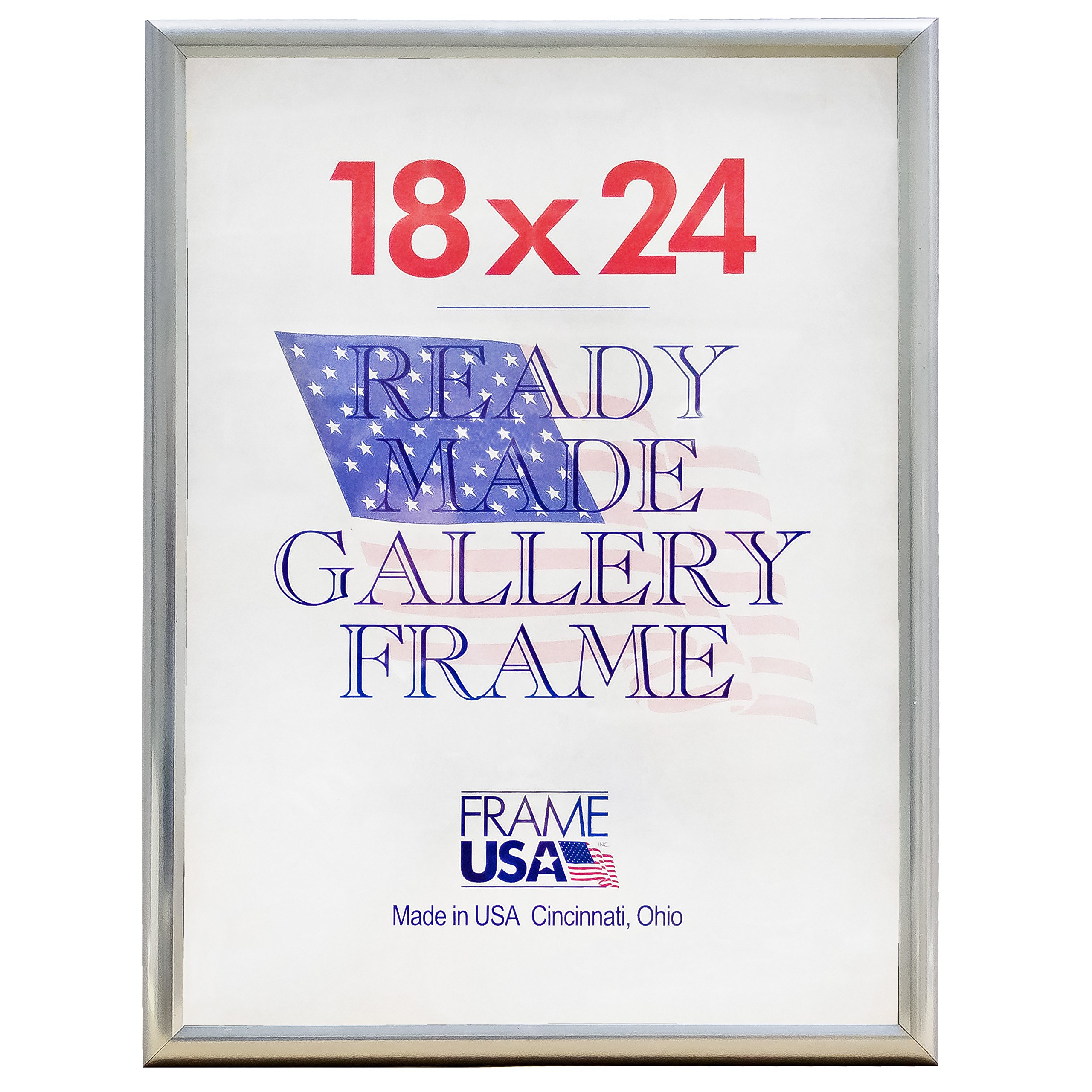 Frame USA 18x24 Deluxe Polystyrene Plastic Poster Frame (Silver) - American Made - Perfect for Home Decor, Office Display & Artwork Protection