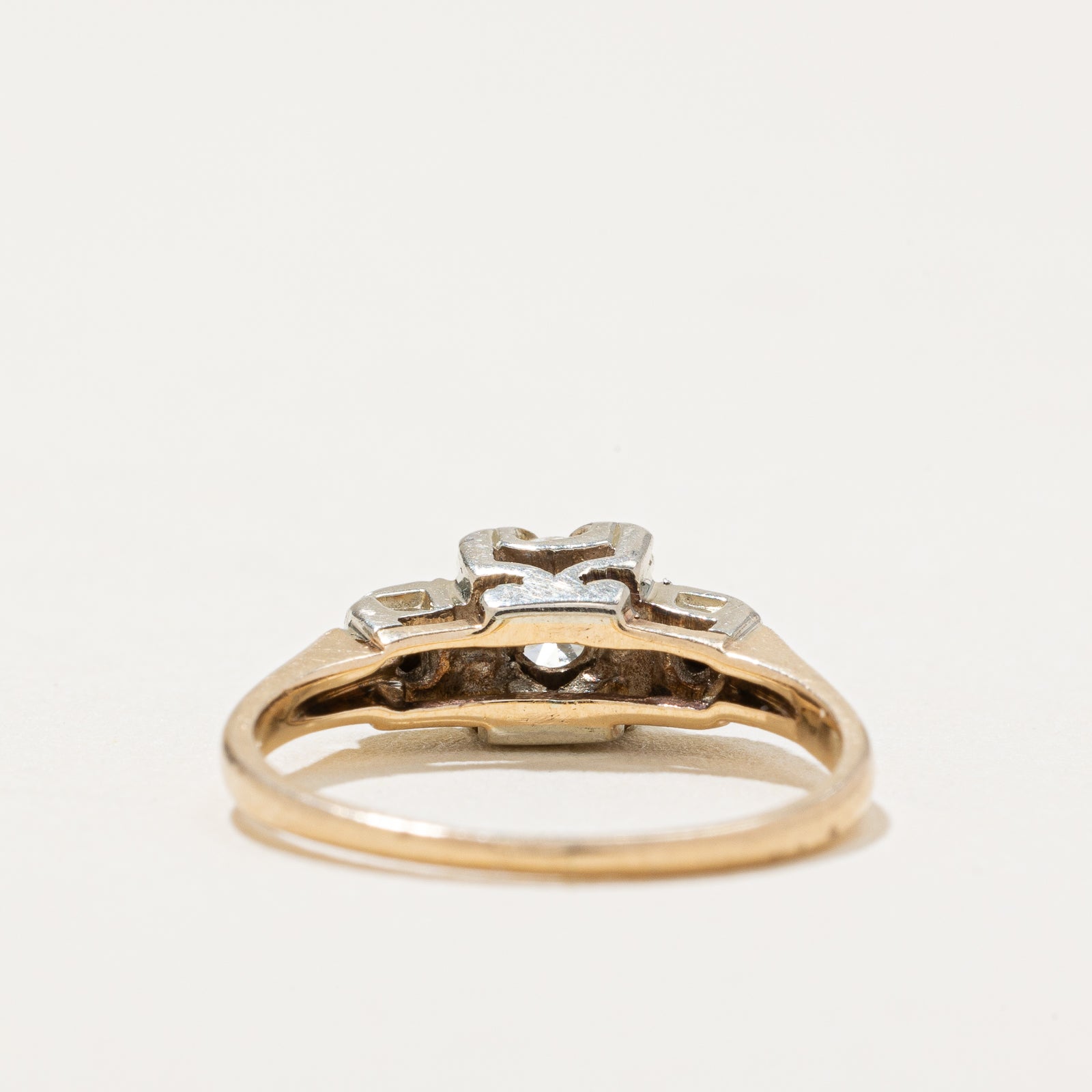 Two Tone Gold Solitaire Diamond Ring - 0.26 Carat Round Cut Diamond Engagement Ring | Size 4.25 | Perfect for Proposals, Weddings & Anniversary Gifts