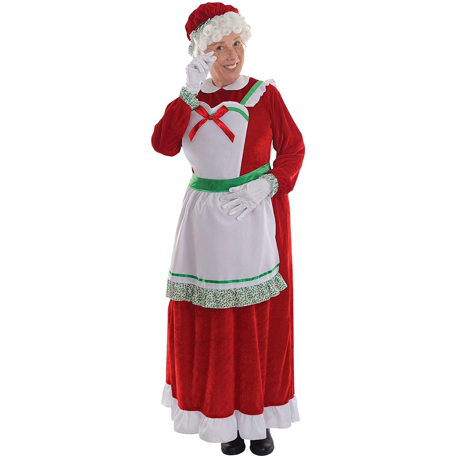 Mrs Santa Claus Costume for Women - Long Sleeve Christmas Cosplay Dress with Belt | Perfect for Holiday Parties, Christmas Pageants & Festive Family Photos