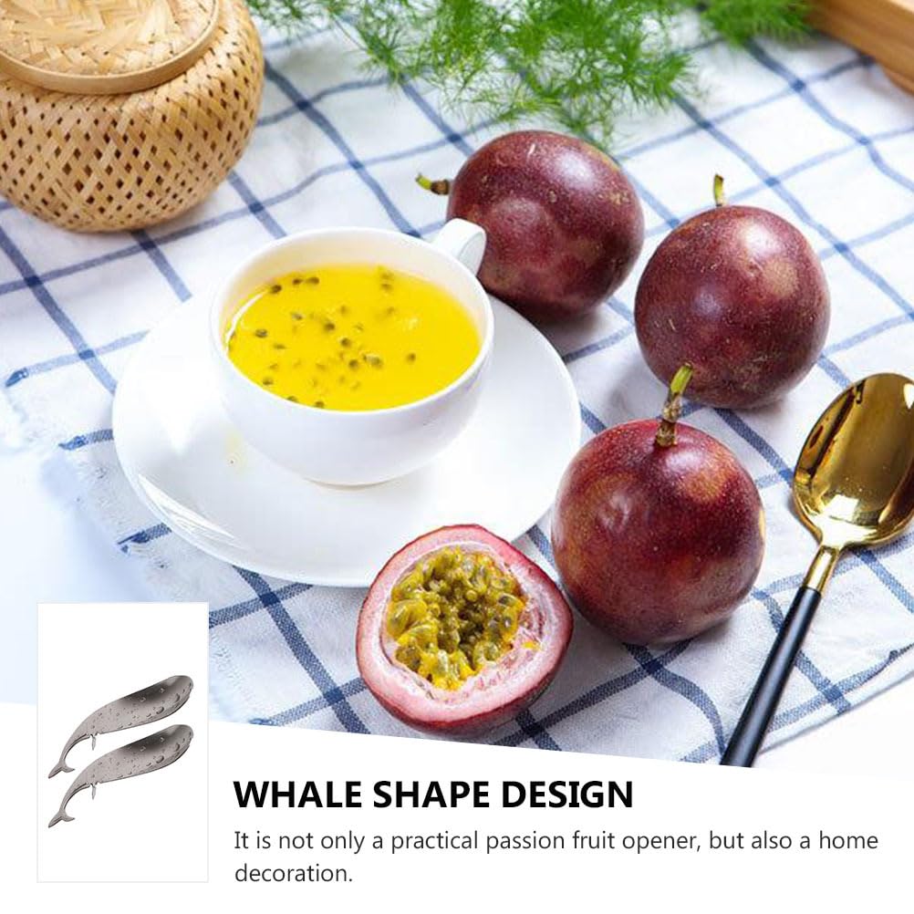 Premium 2-Pack Stainless Steel Passion Fruit Opener & Spoon - Easy Cut & Scoop Kitchen Tool for Passionfruit Lovers - Perfect for Smoothies, Desserts & Healthy Snacks