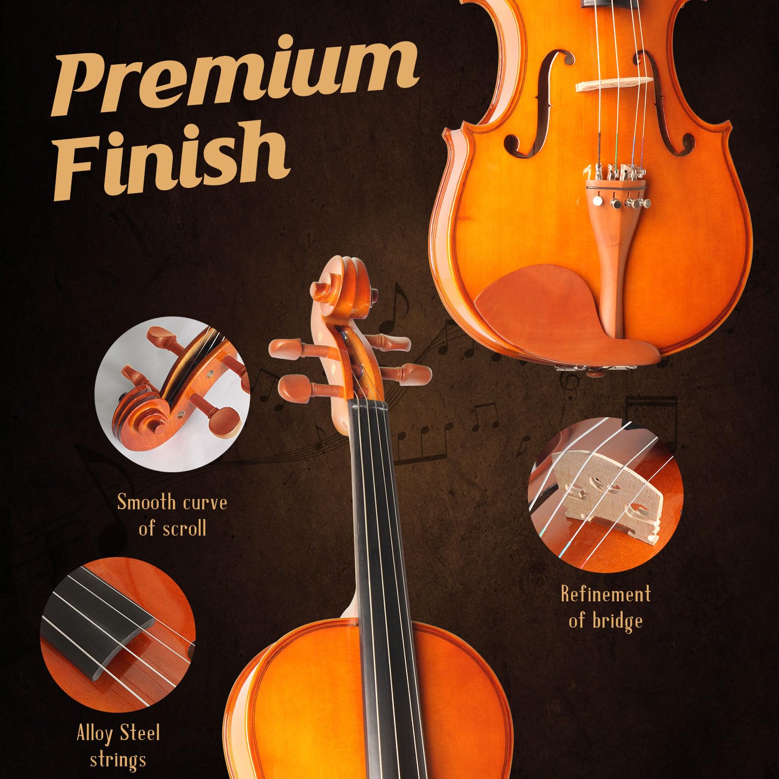 Best Beginner Viola Set (CVA-400) - 13 Inch Solid Wood Acoustic Viola with Hard Case, Bow & Rosin - Ideal for Students, Music Classes & Gifts - Perfect for Home Practice, School Orchestra & Musical Performances